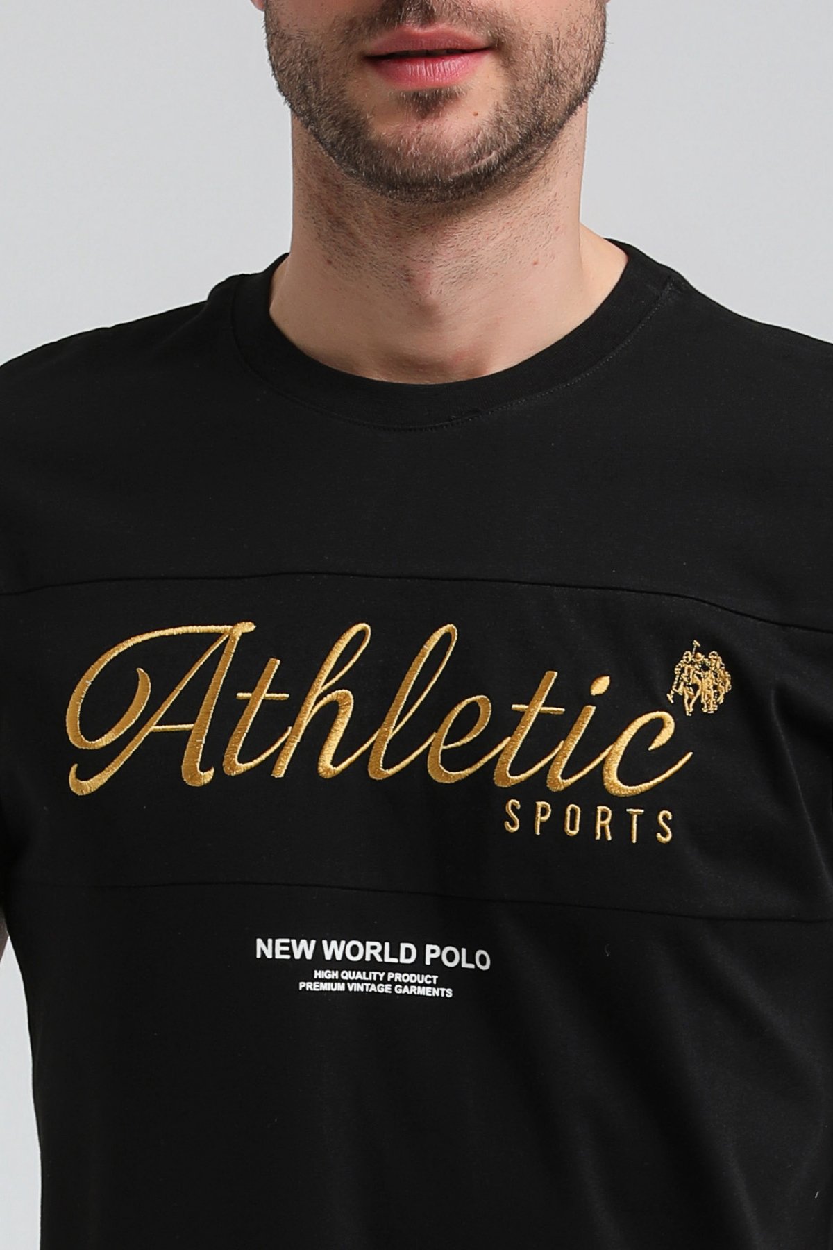 New World Polo Bisiklet Yaka Siyah Slim Fit Tişört 23SSM20315