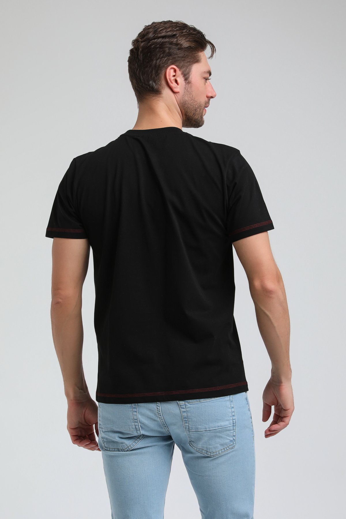 New World Polo Bisiklet Yaka Siyah Slim Fit Tişört 23SSM20318