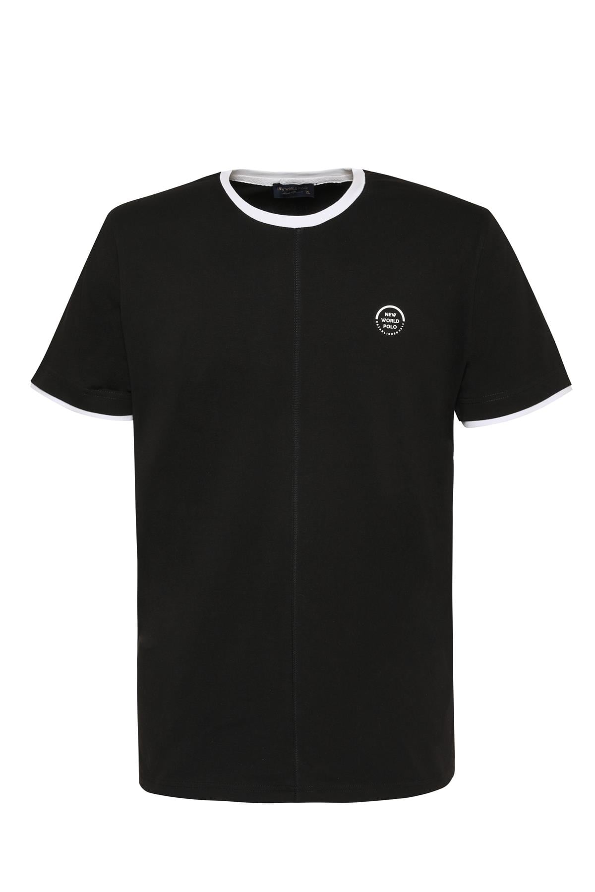 New World Polo Bisiklet Yaka Siyah Slim Fit Tişört 23SSM20359