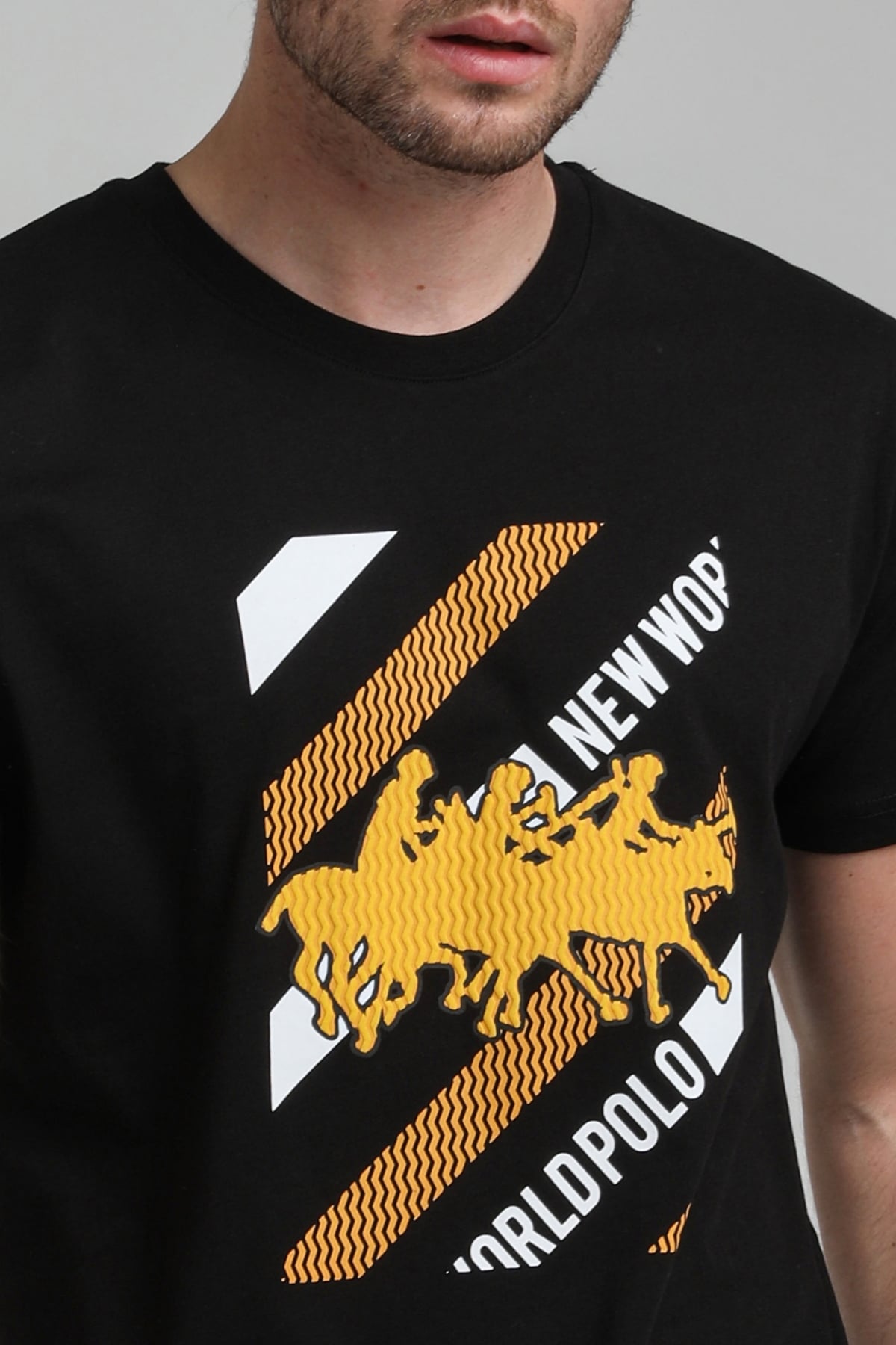 New World Polo Bisiklet Yaka Siyah Slim Fit Tişört 23SSM20296