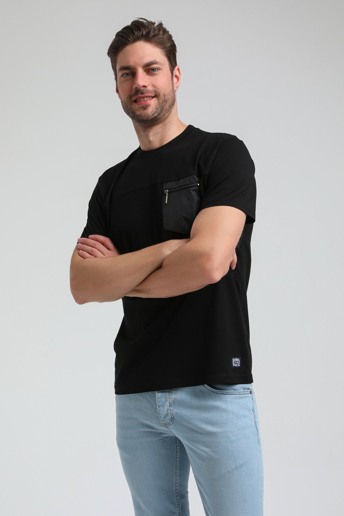 New World Polo Bisiklet Yaka Siyah Slim Fit Tişört 23SSM20321