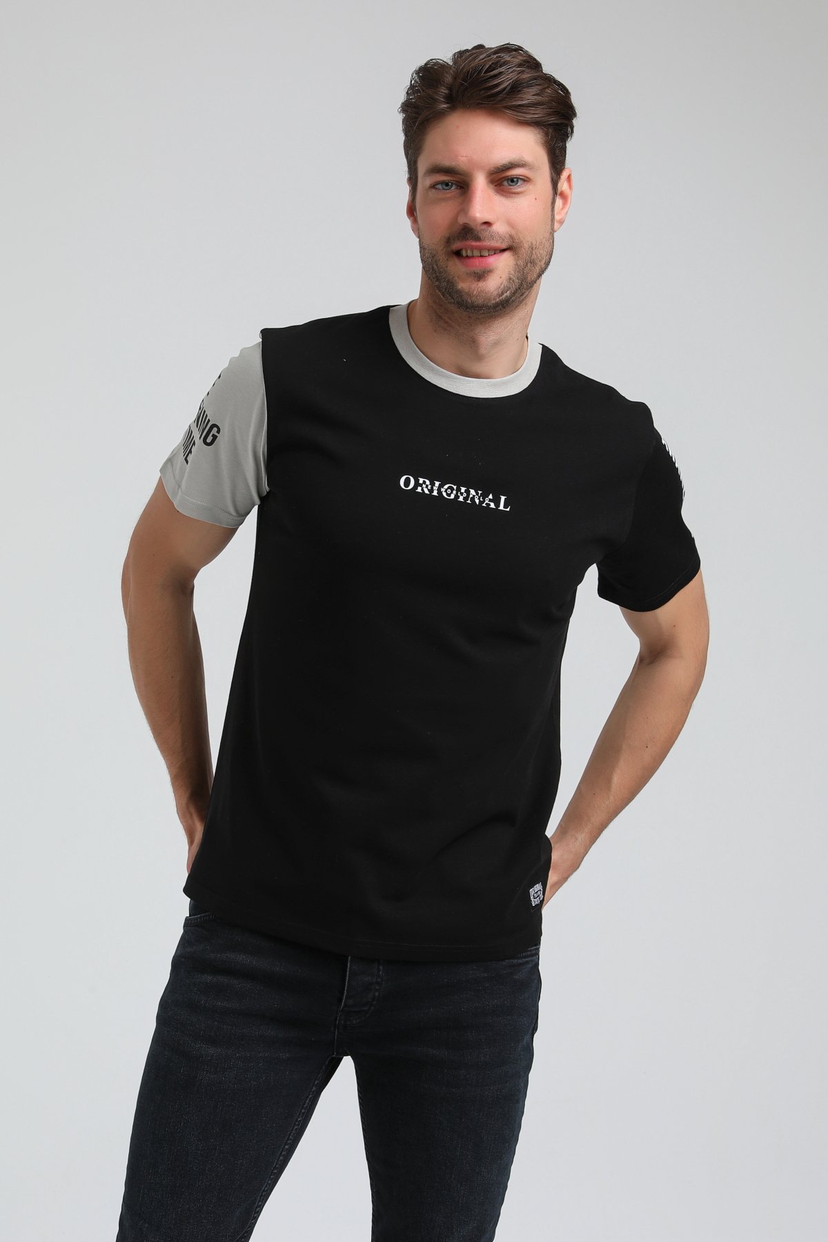 New World Polo Bisiklet Yaka Siyah Slim Fit Tişört 23SSM20317