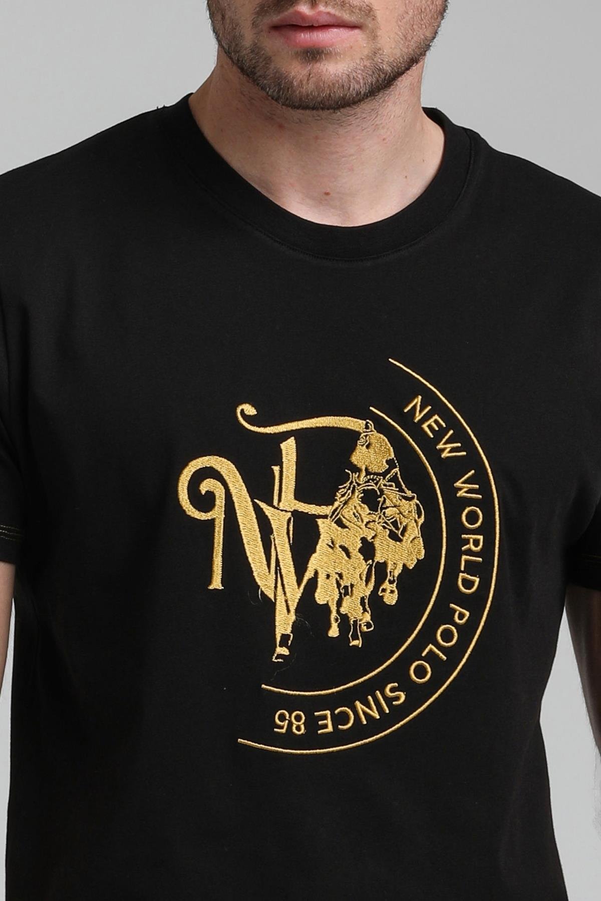 New World Polo Bisiklet Yaka Siyah Slim Fit Tişört 23SSM20293