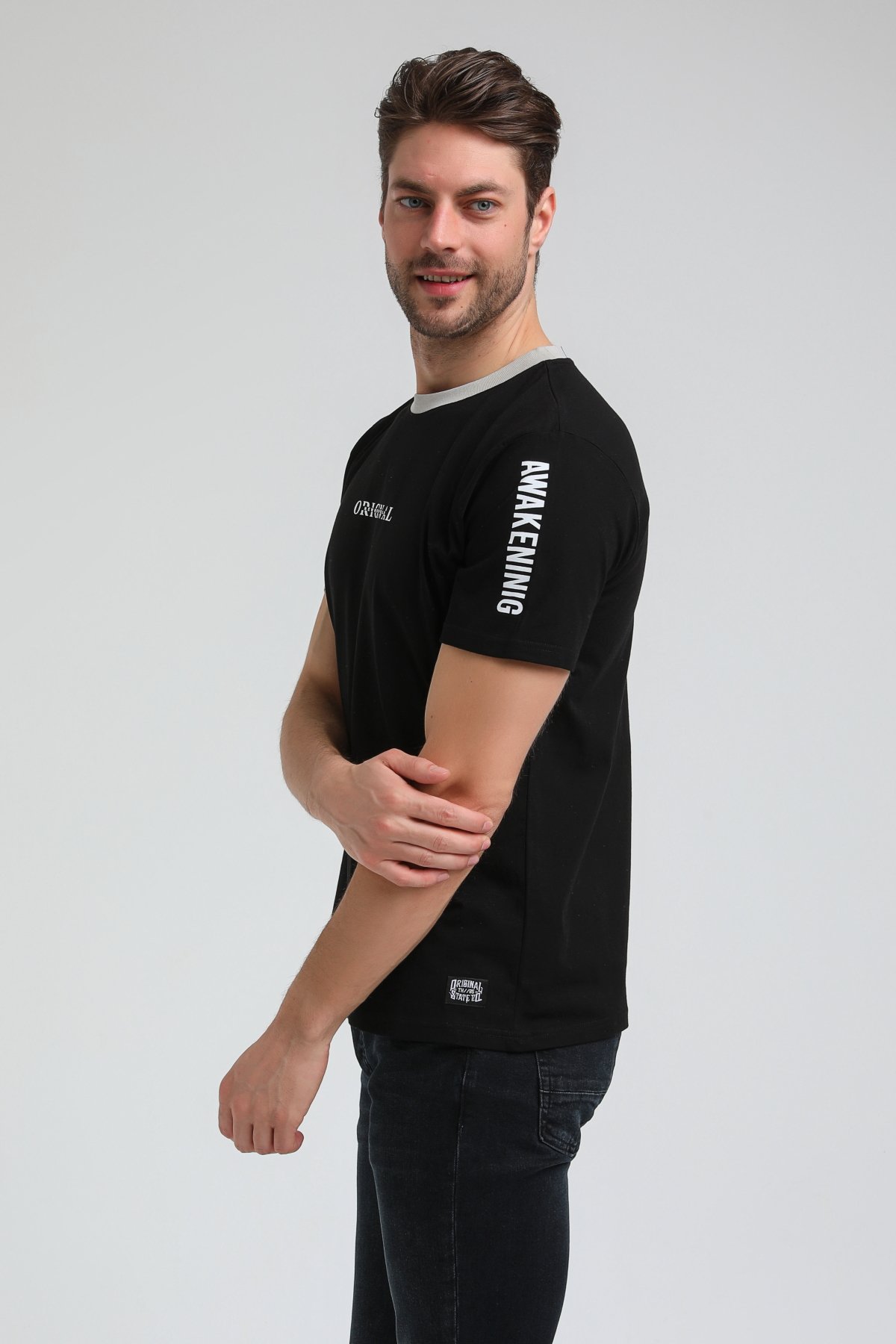 New World Polo Bisiklet Yaka Siyah Slim Fit Tişört 23SSM20317