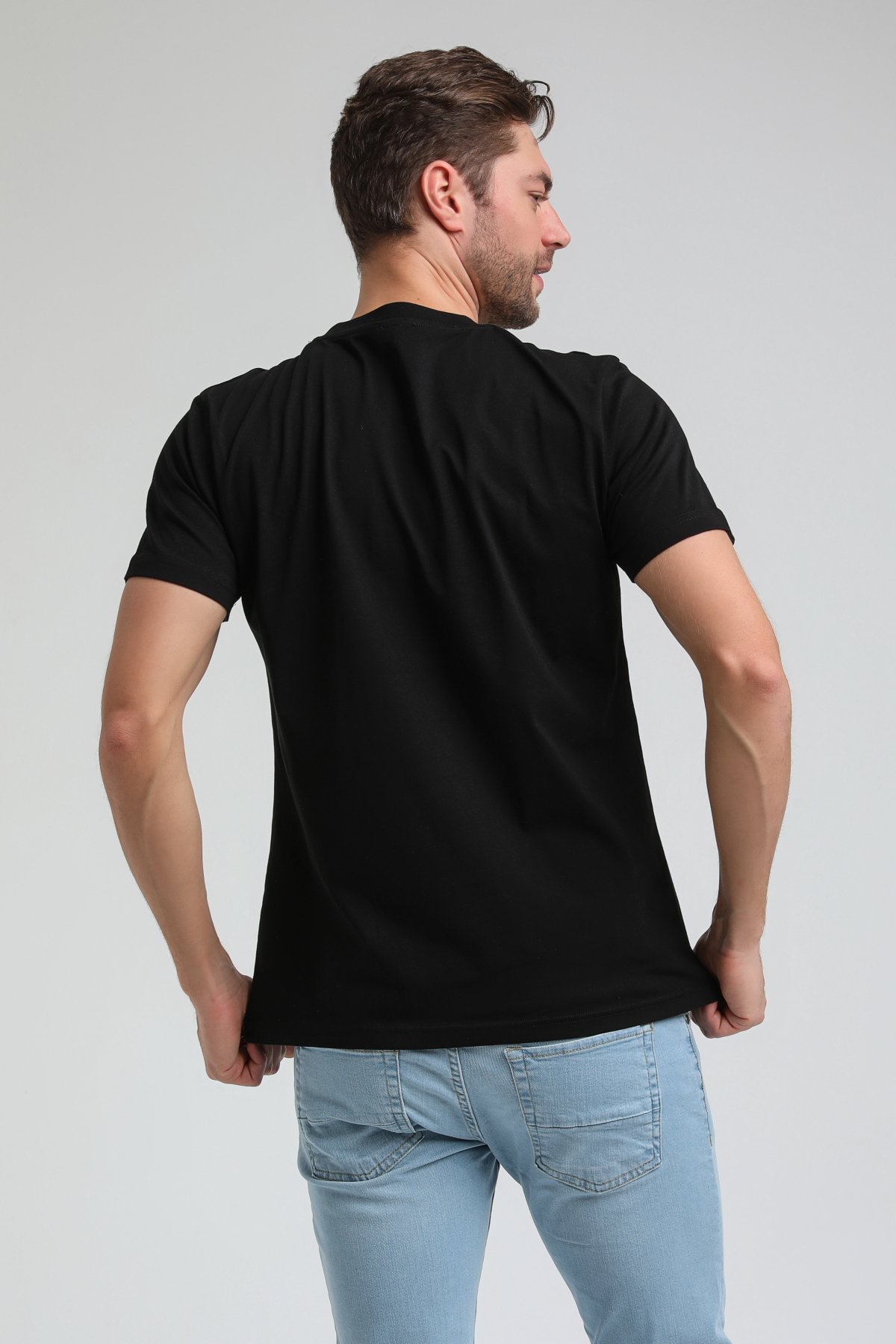 New World Polo Bisiklet Yaka Siyah Slim Fit Tişört 23SSM20308