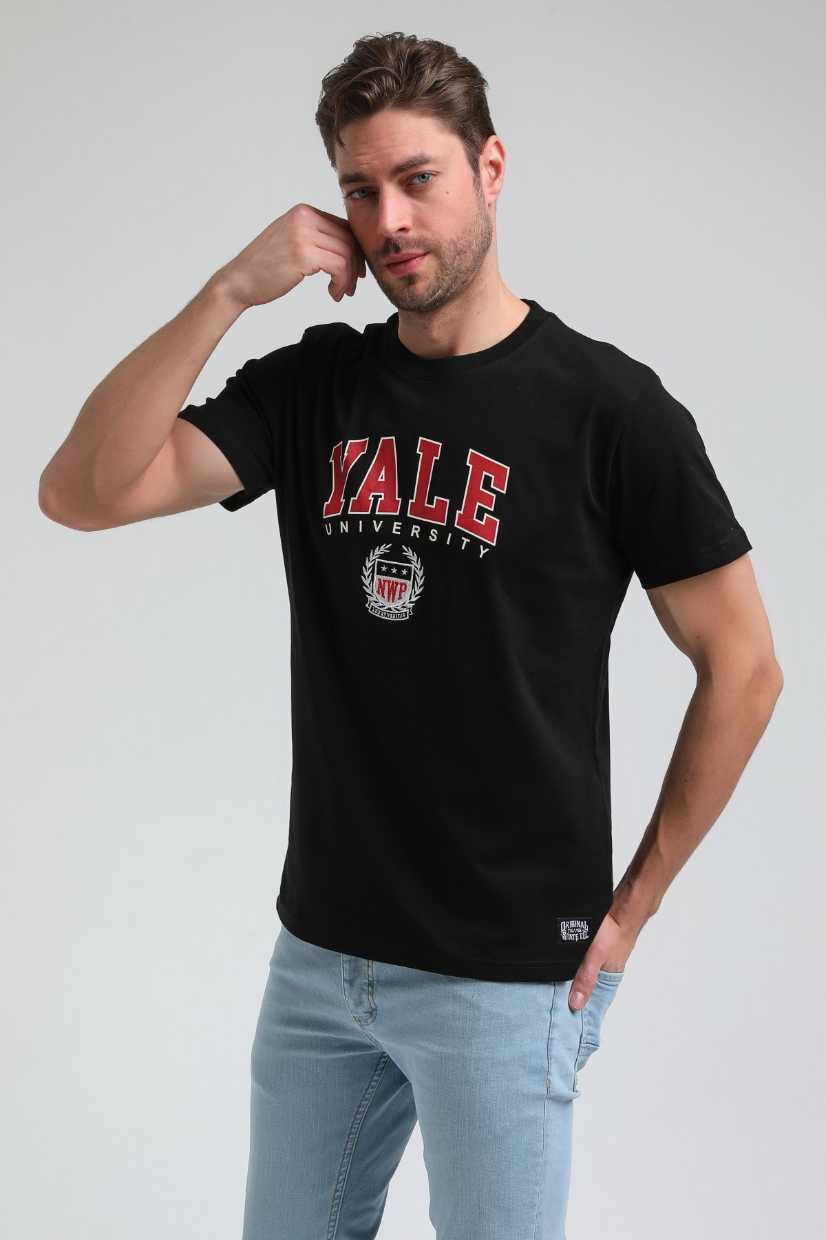 New World Polo Bisiklet Yaka Siyah Slim Fit Tişört 23SSM20308