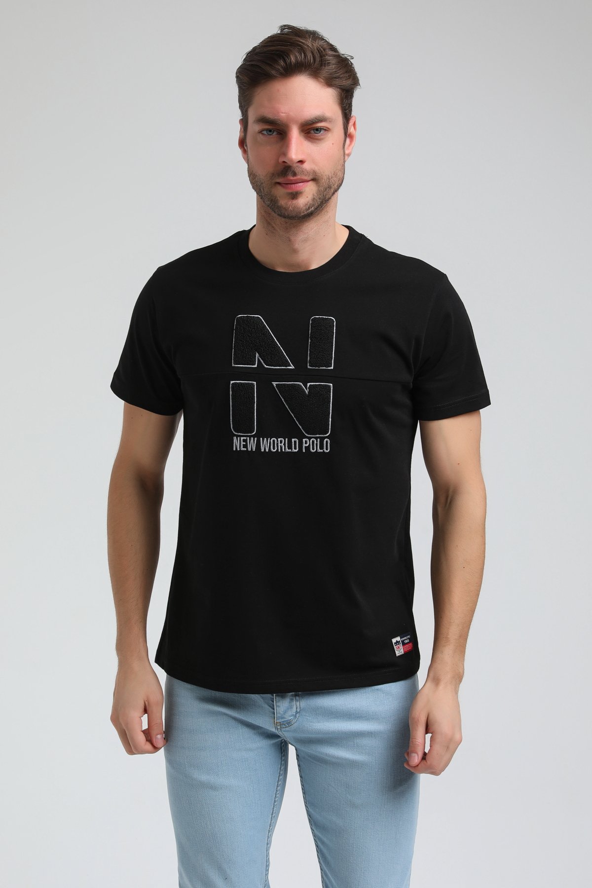 New World Polo Bisiklet Yaka Siyah Slim Fit Tişört 23SSM20316