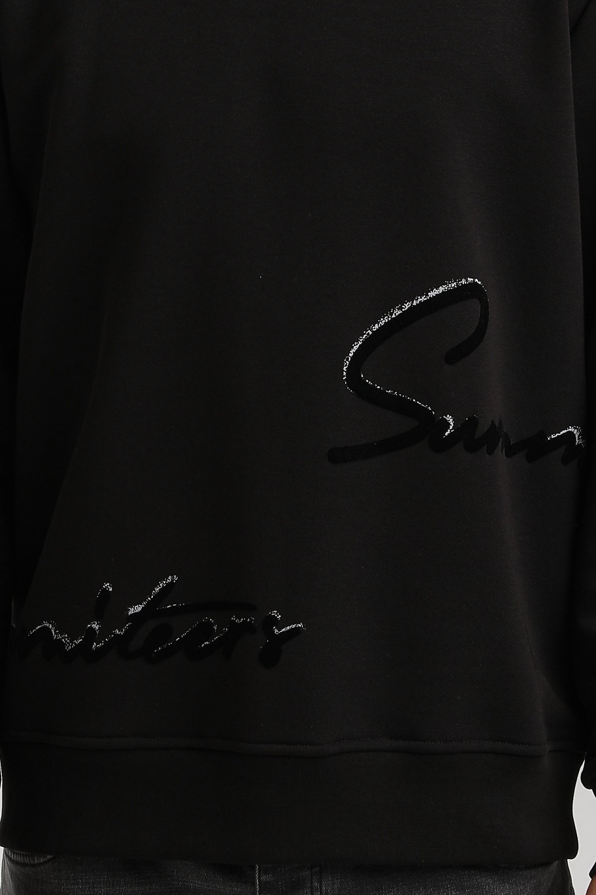 New World Polo Bisiklet Yaka Siyah Slim Fit Sweatshirt 23FWM60150