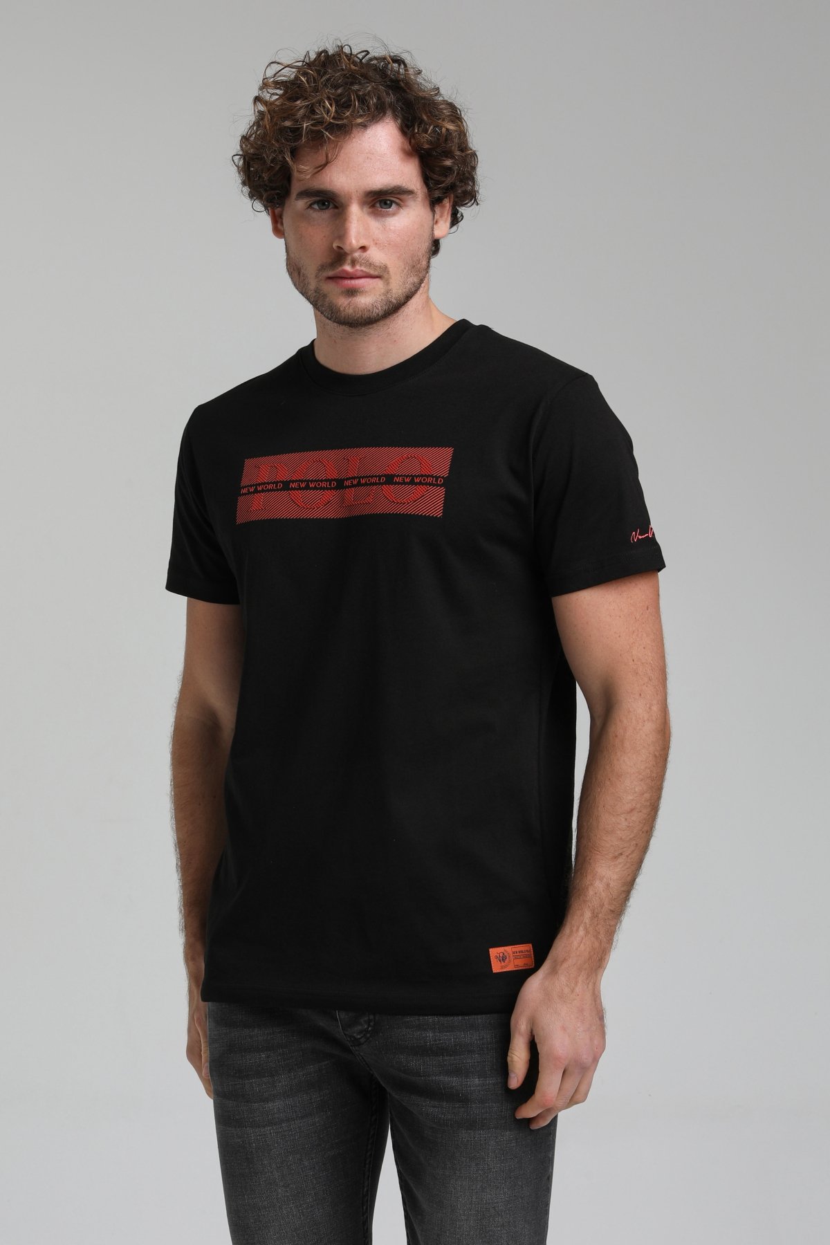New World Polo Bisiklet Yaka Siyah Slim Fit Tişört 23SSM20297