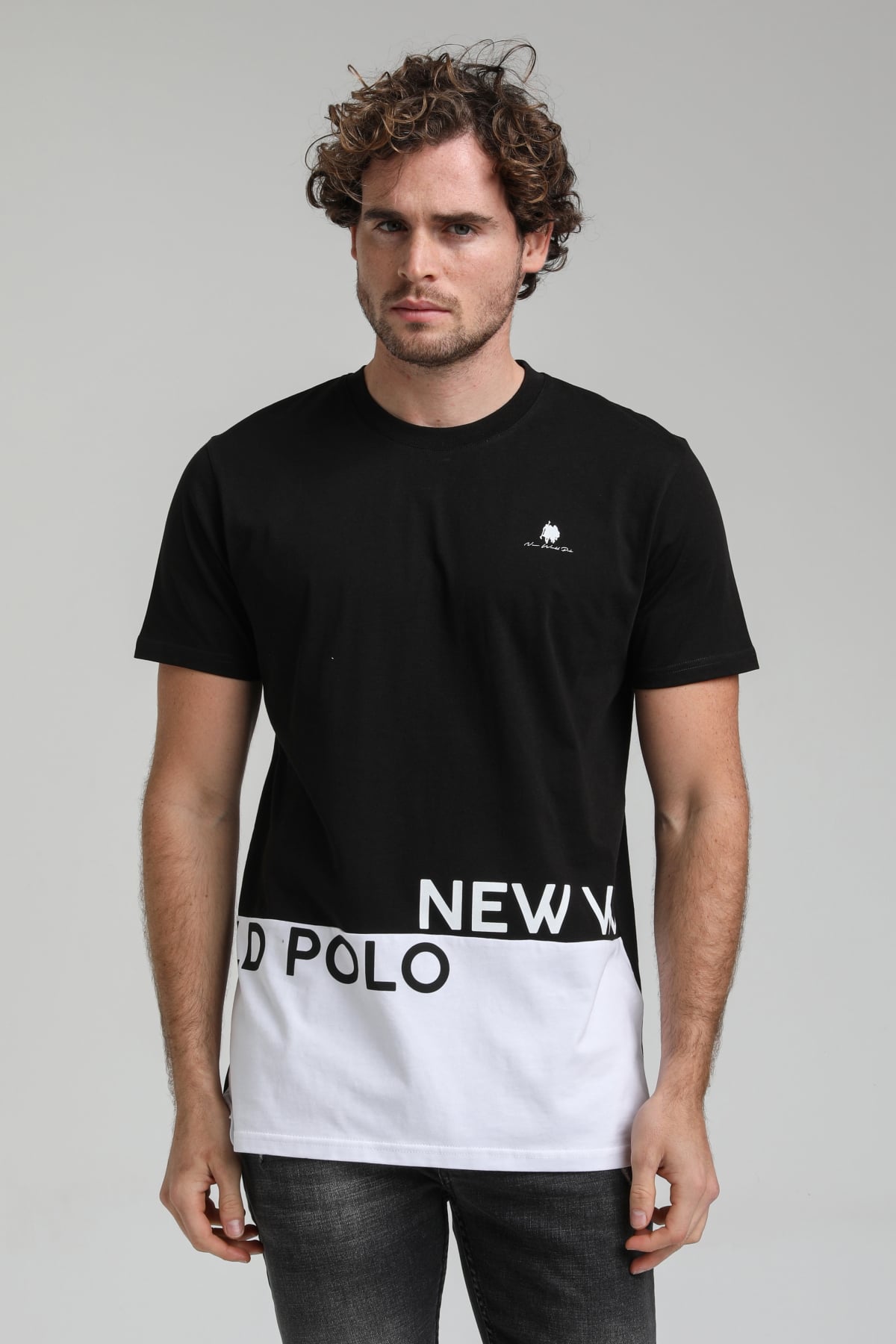 New World Polo Bisiklet Yaka Siyah Slim Fit Tişört 23SSM20310