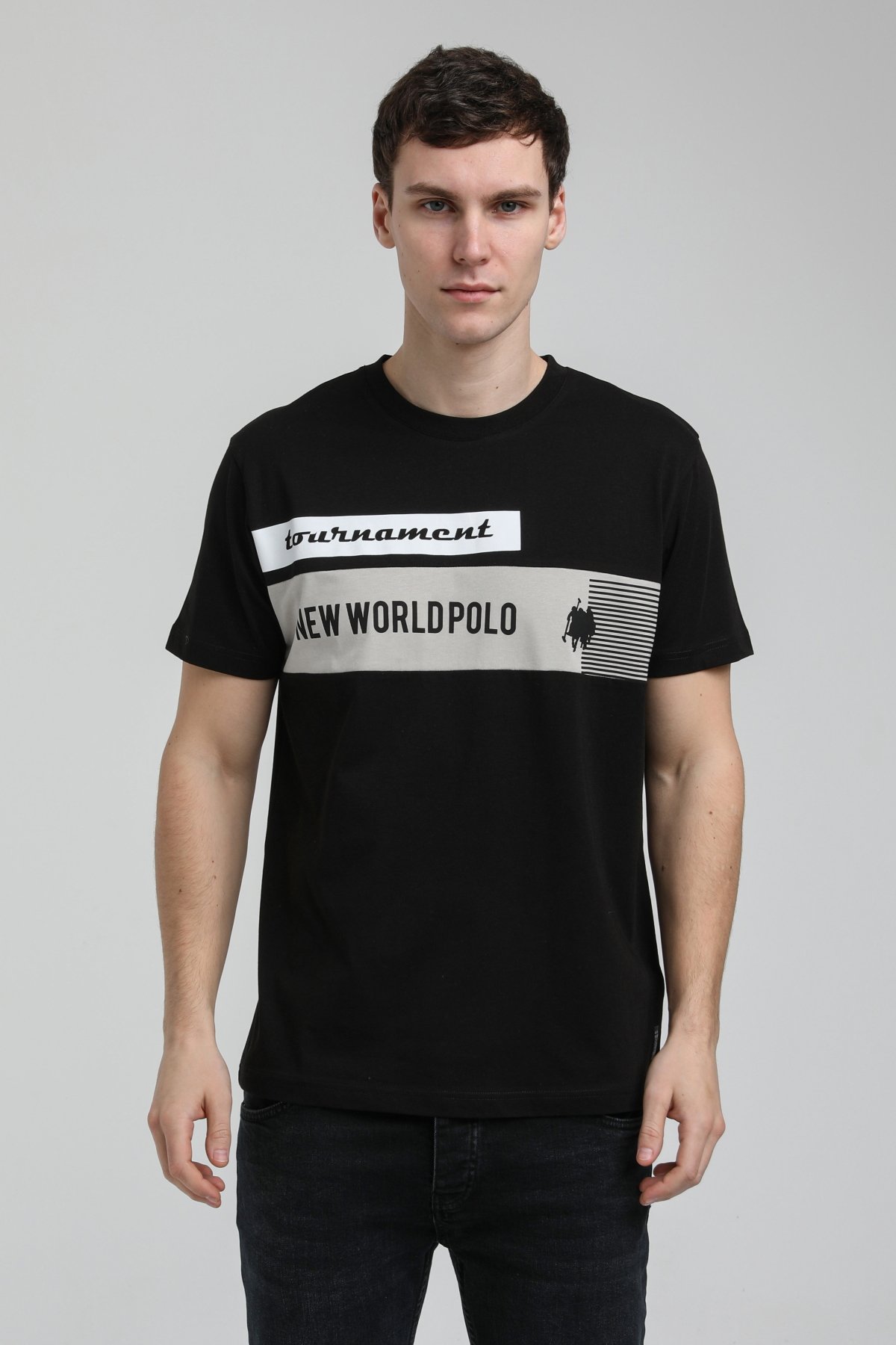New World Polo Bisiklet Yaka Siyah Slim Fit Tişört 23SSM20325