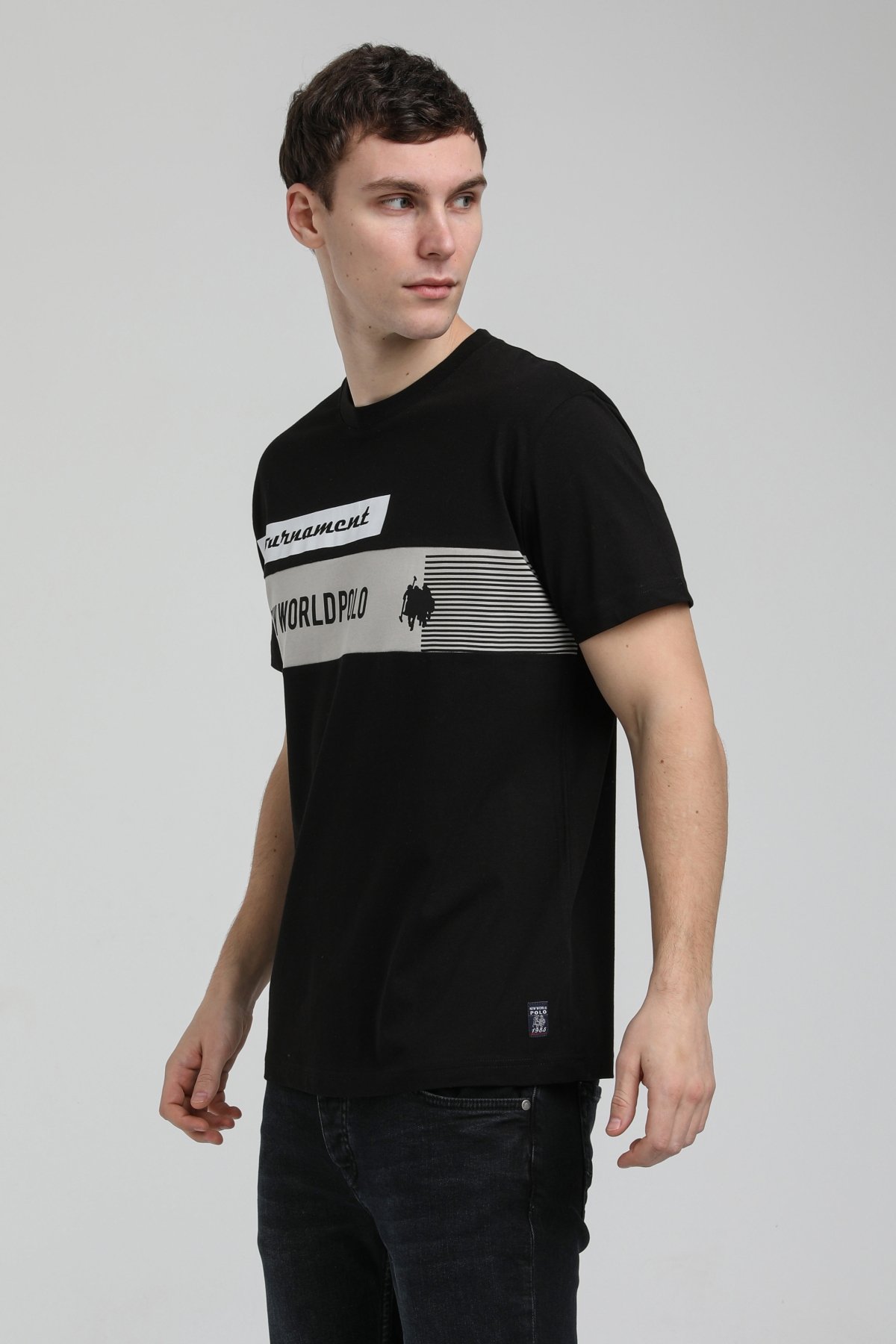 New World Polo Bisiklet Yaka Siyah Slim Fit Tişört 23SSM20325