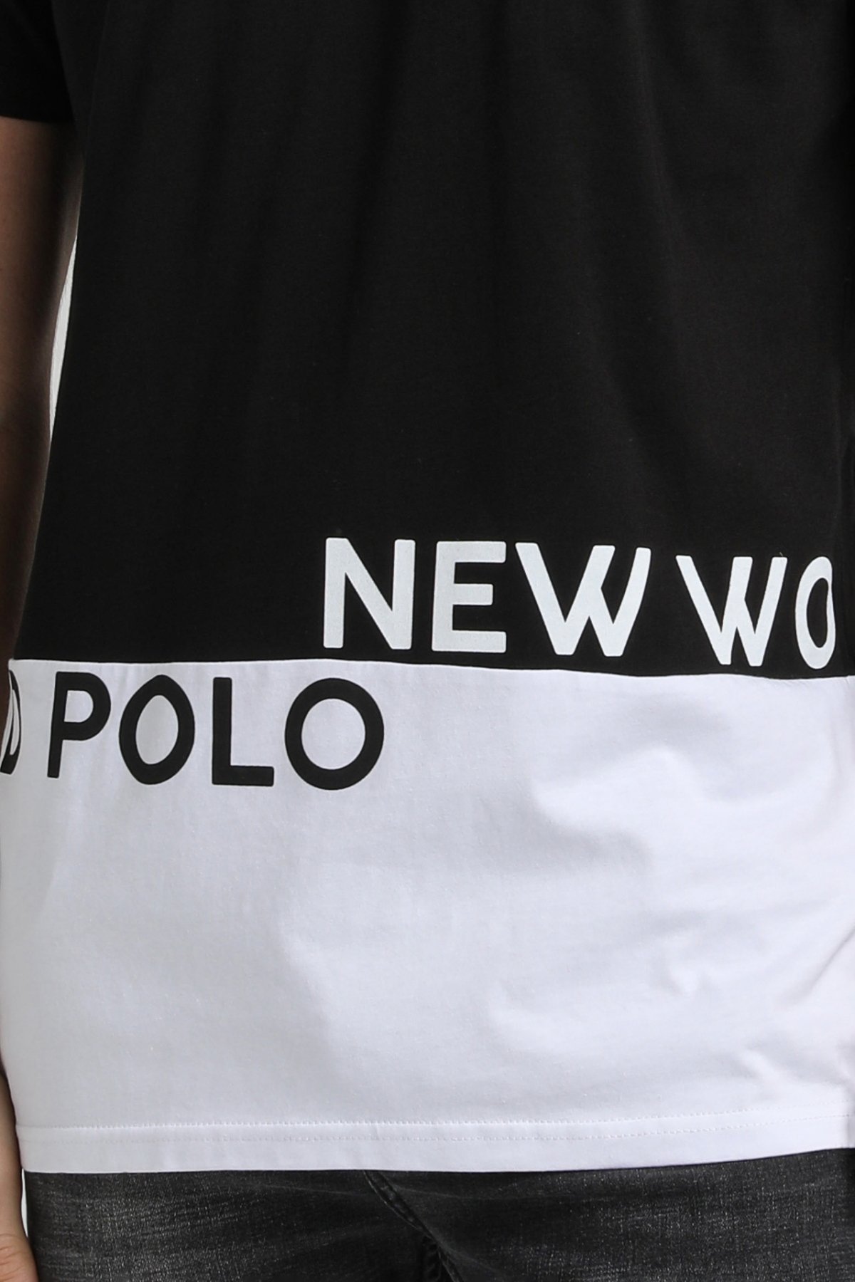 New World Polo Bisiklet Yaka Siyah Slim Fit Tişört 23SSM20310