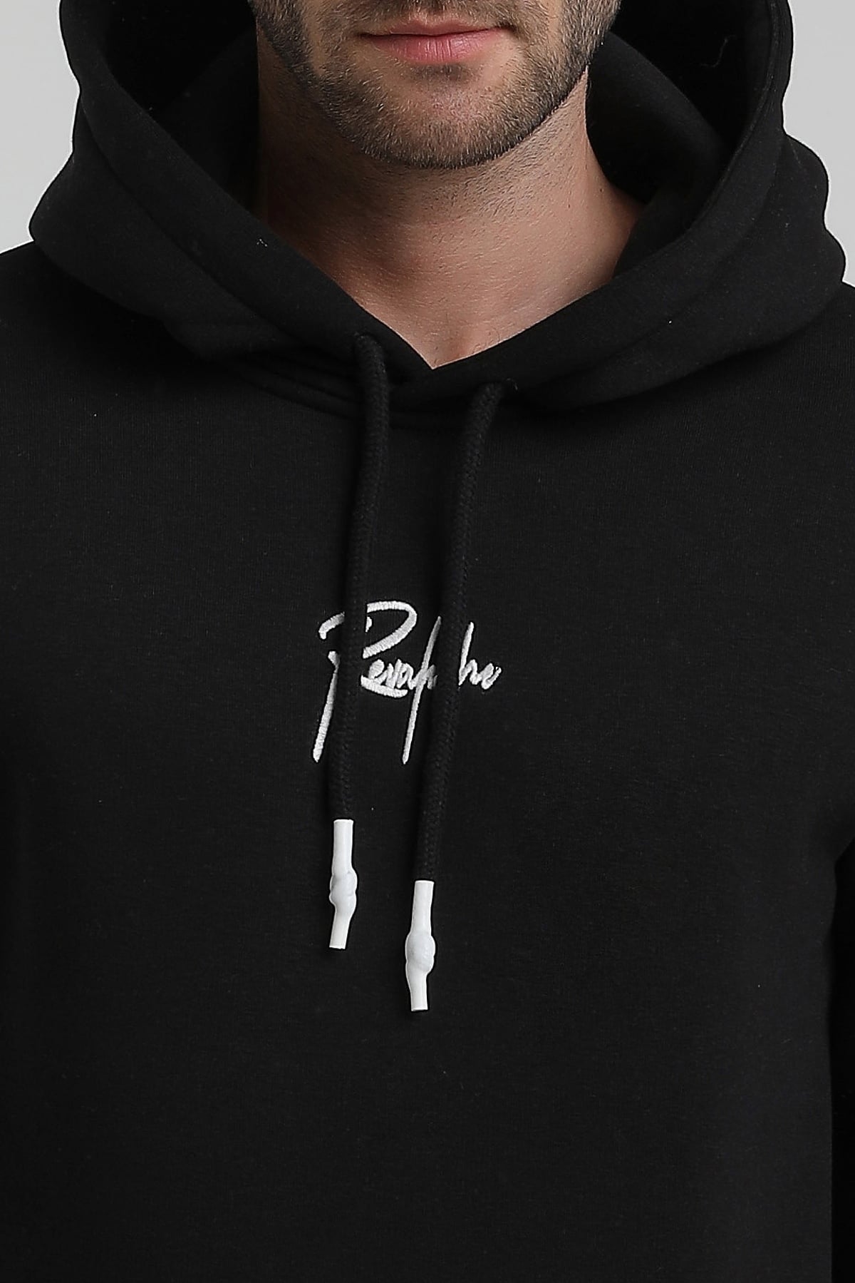 New World Polo Bisiklet Yaka Siyah Slim Fit Sweatshirt 22FWM64034