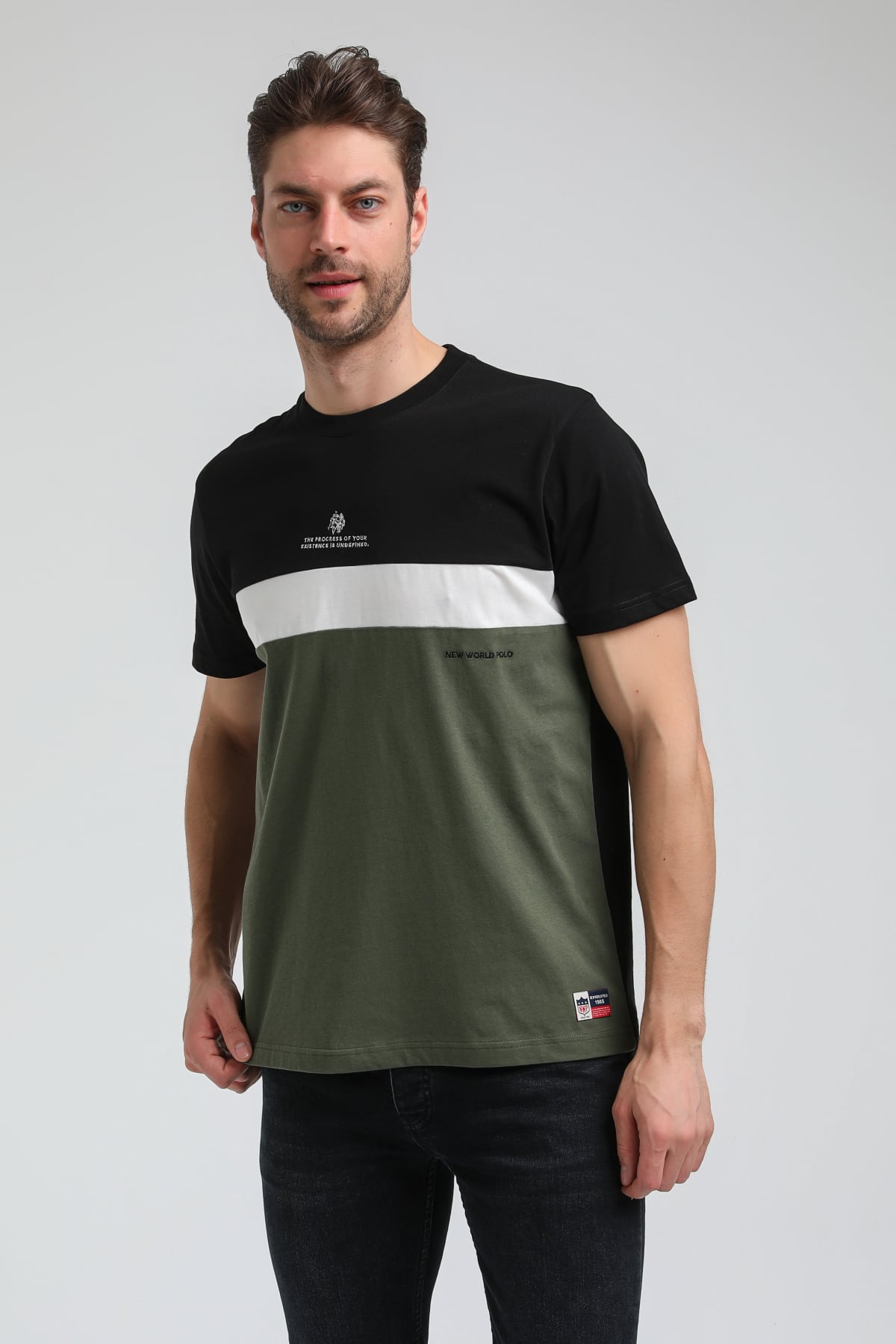 New World Polo Bisiklet Yaka Siyah Slim Fit Tişört 23SSM20319