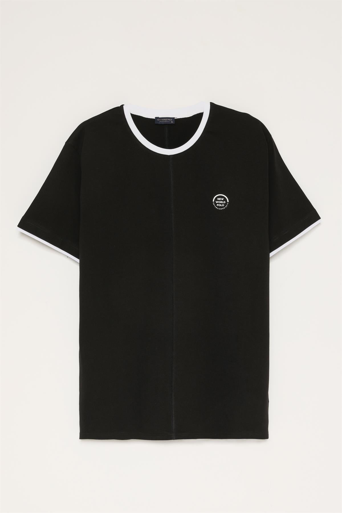 New World Polo Bisiklet Yaka Siyah Slim Fit Tişört 23SSM20359