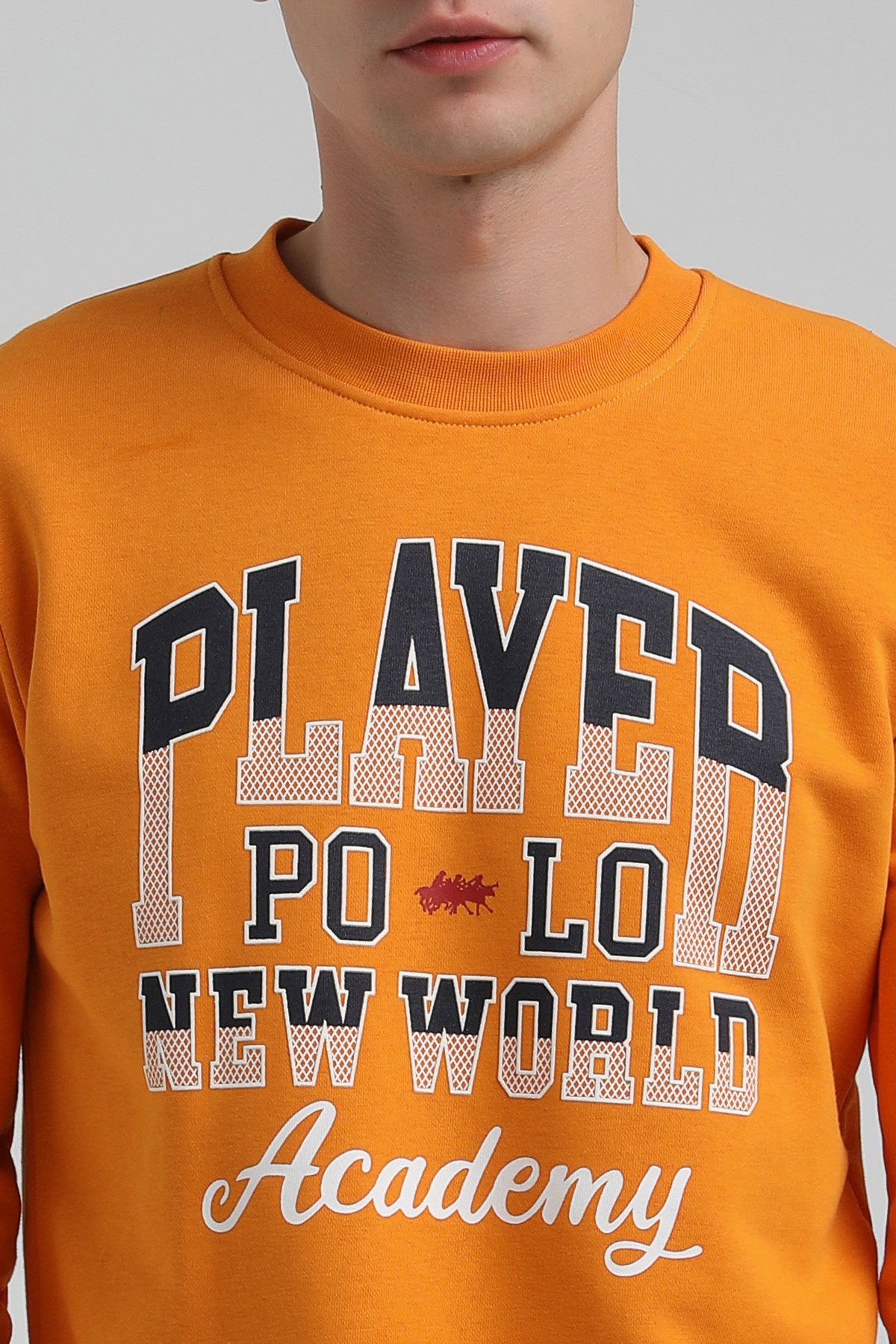 New World Polo Bisiklet Yaka Turuncu Regular Sweatshirt 22FWM60137