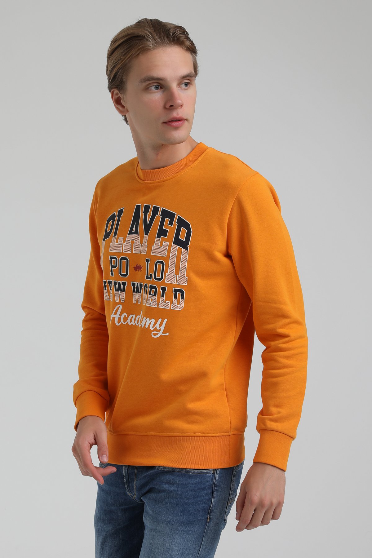 New World Polo Bisiklet Yaka Turuncu Regular Sweatshirt 22FWM60137