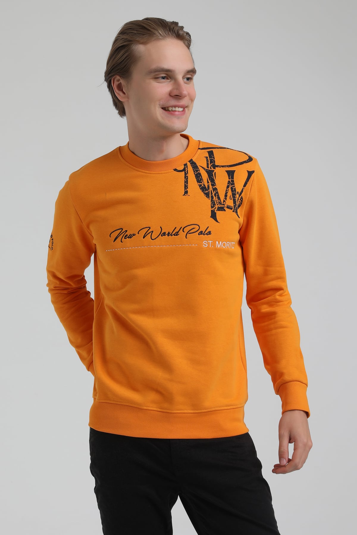New World Polo Bisiklet Yaka Turuncu Regular Sweatshirt 22FWM60139
