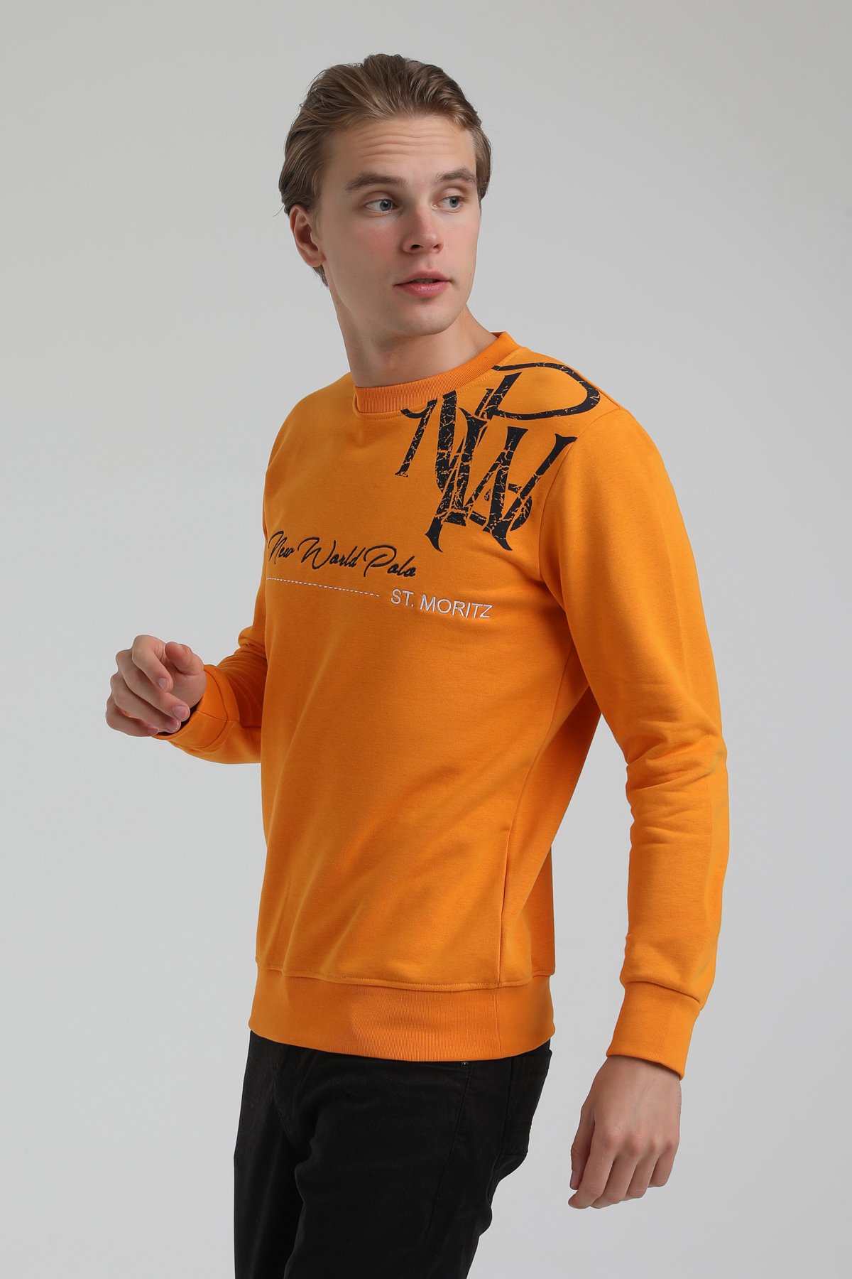 New World Polo Bisiklet Yaka Turuncu Regular Sweatshirt 22FWM60139