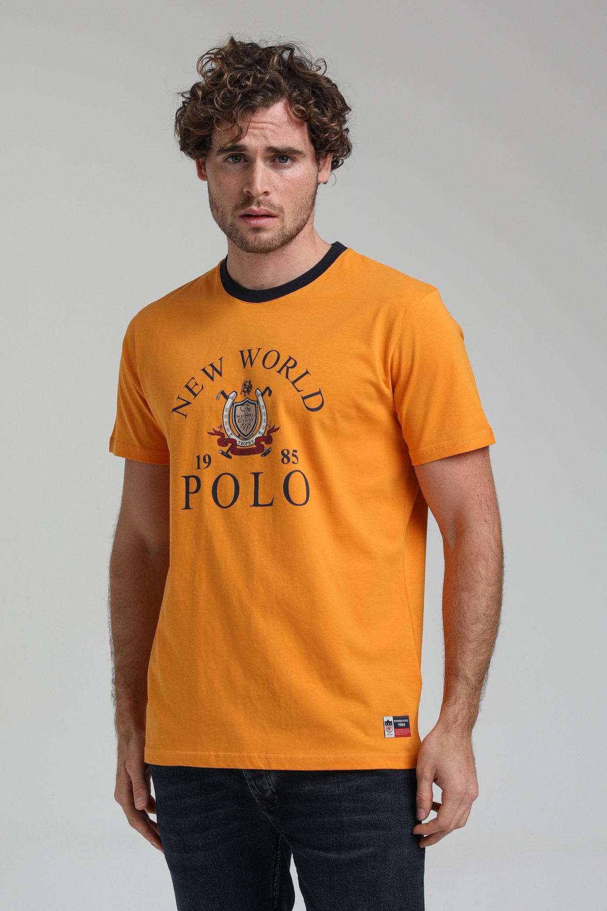 New World Polo Bisiklet Yaka Turuncu Regular Custom Tişört 23SSM20309