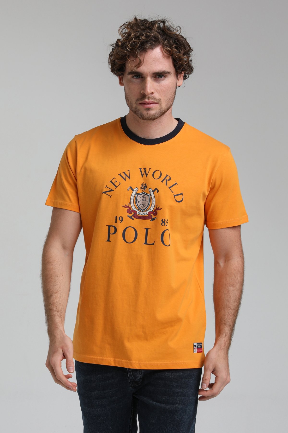 New World Polo Bisiklet Yaka Turuncu Regular Custom Tişört 23SSM20309
