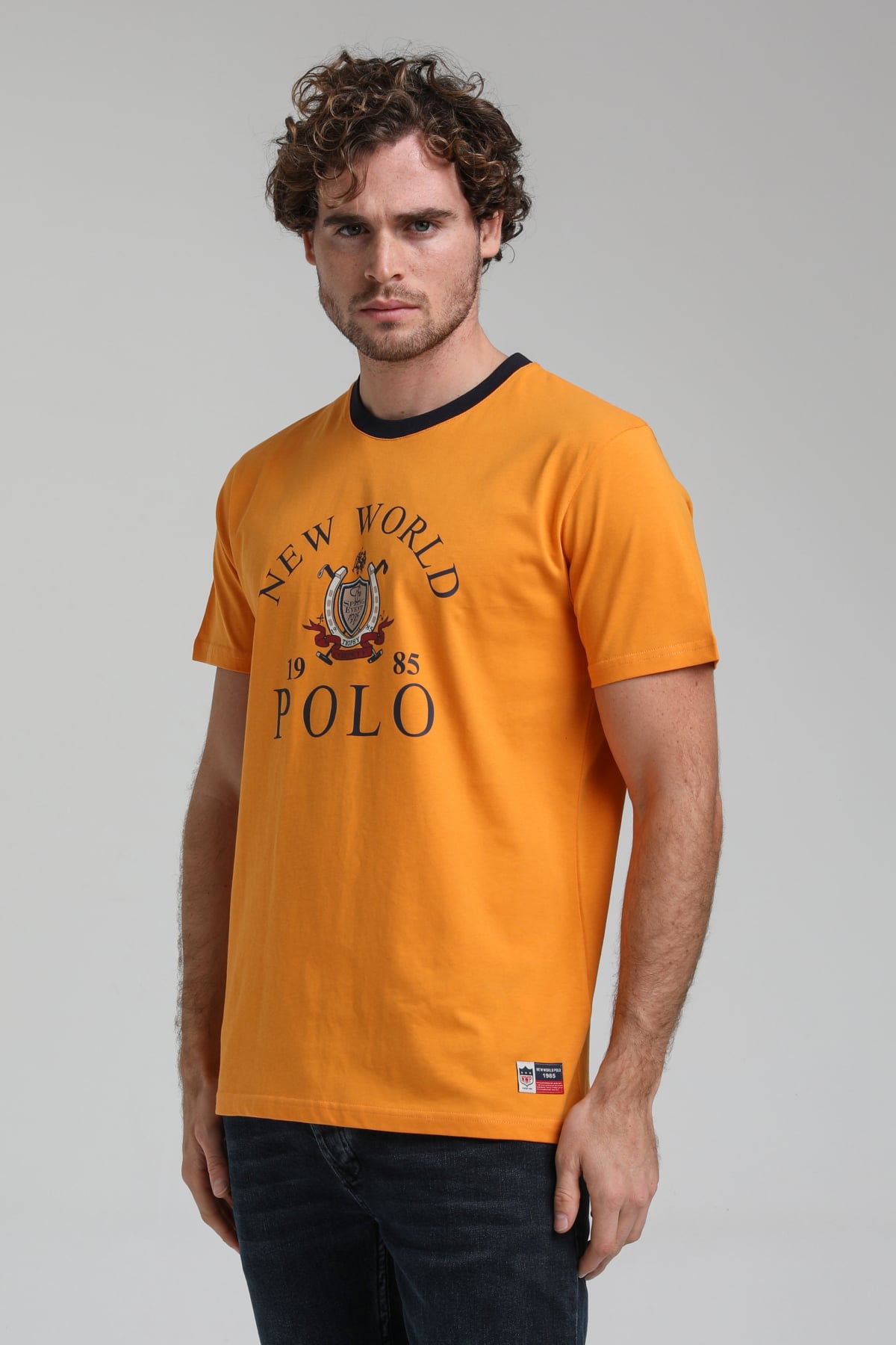 New World Polo Bisiklet Yaka Turuncu Regular Custom Tişört 23SSM20309