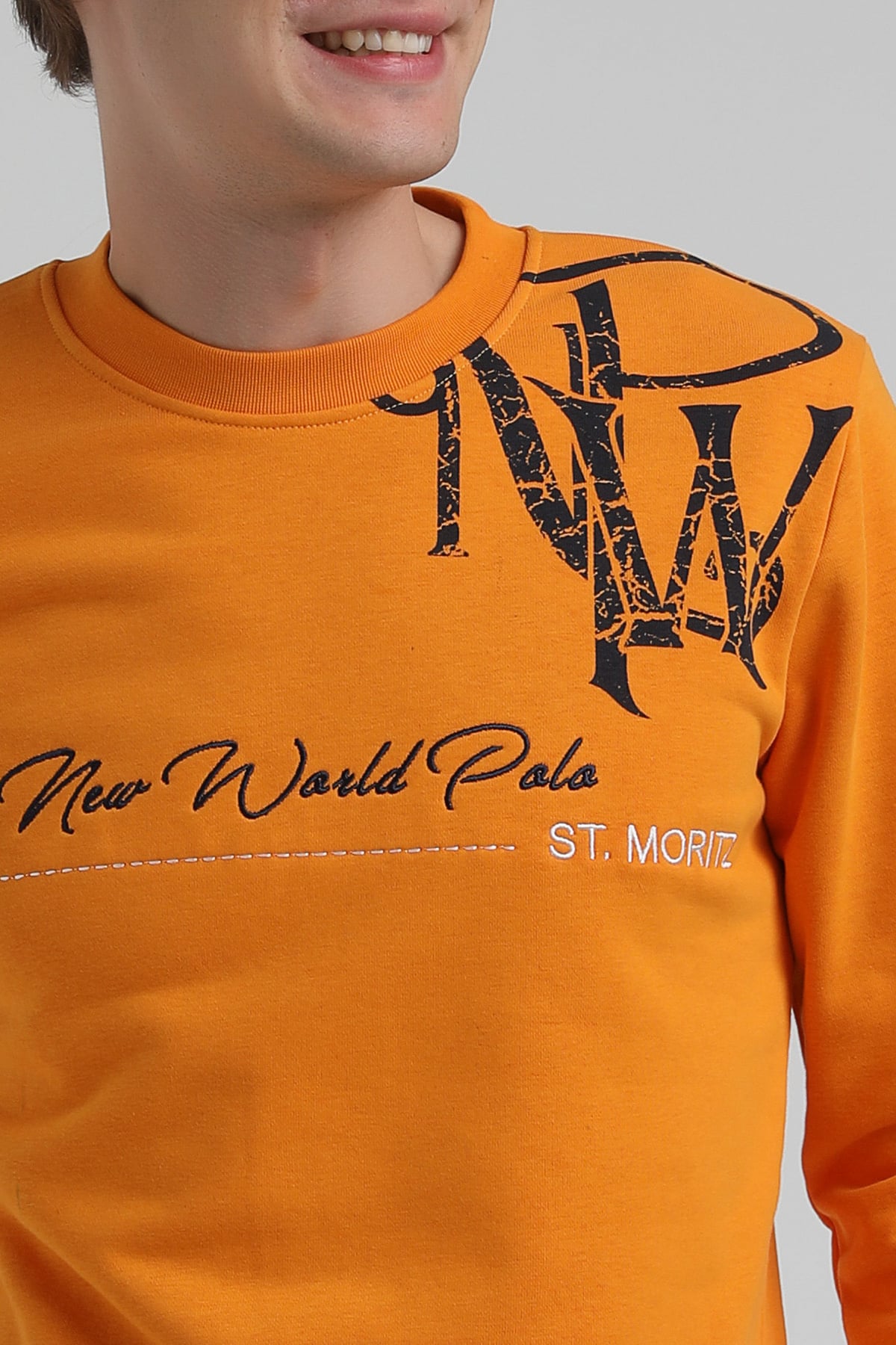 New World Polo Bisiklet Yaka Turuncu Regular Sweatshirt 22FWM60139
