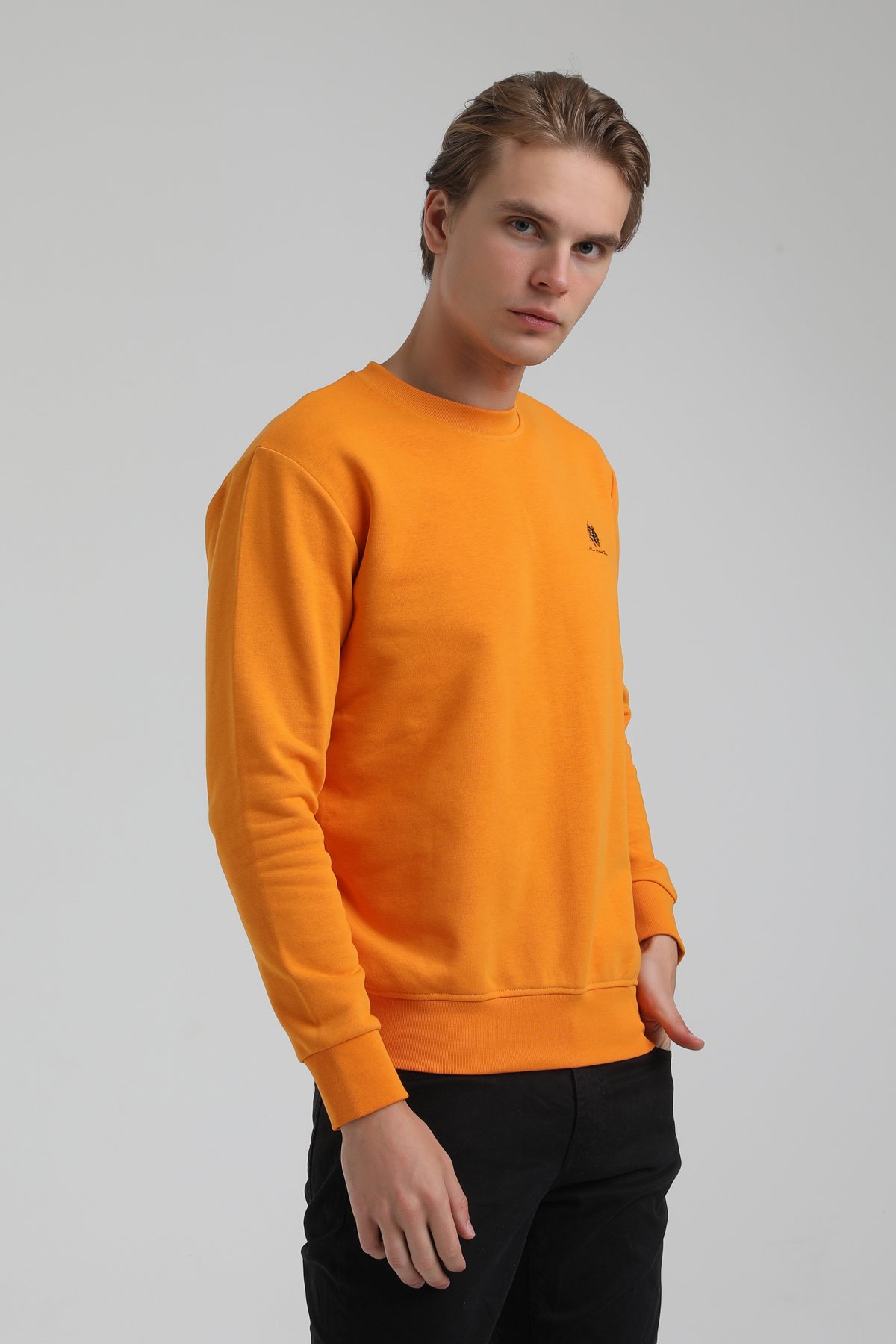 New World Polo Bisiklet Yaka Turuncu Regular Sweatshirt 22FWM60115
