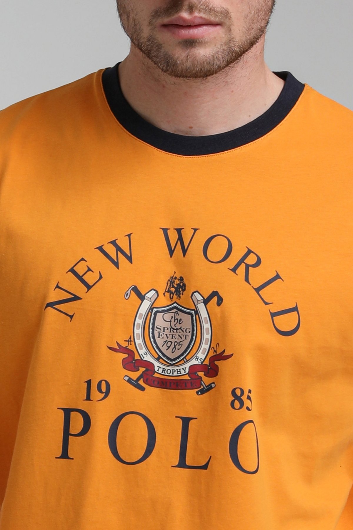 New World Polo Bisiklet Yaka Turuncu Regular Custom Tişört 23SSM20309