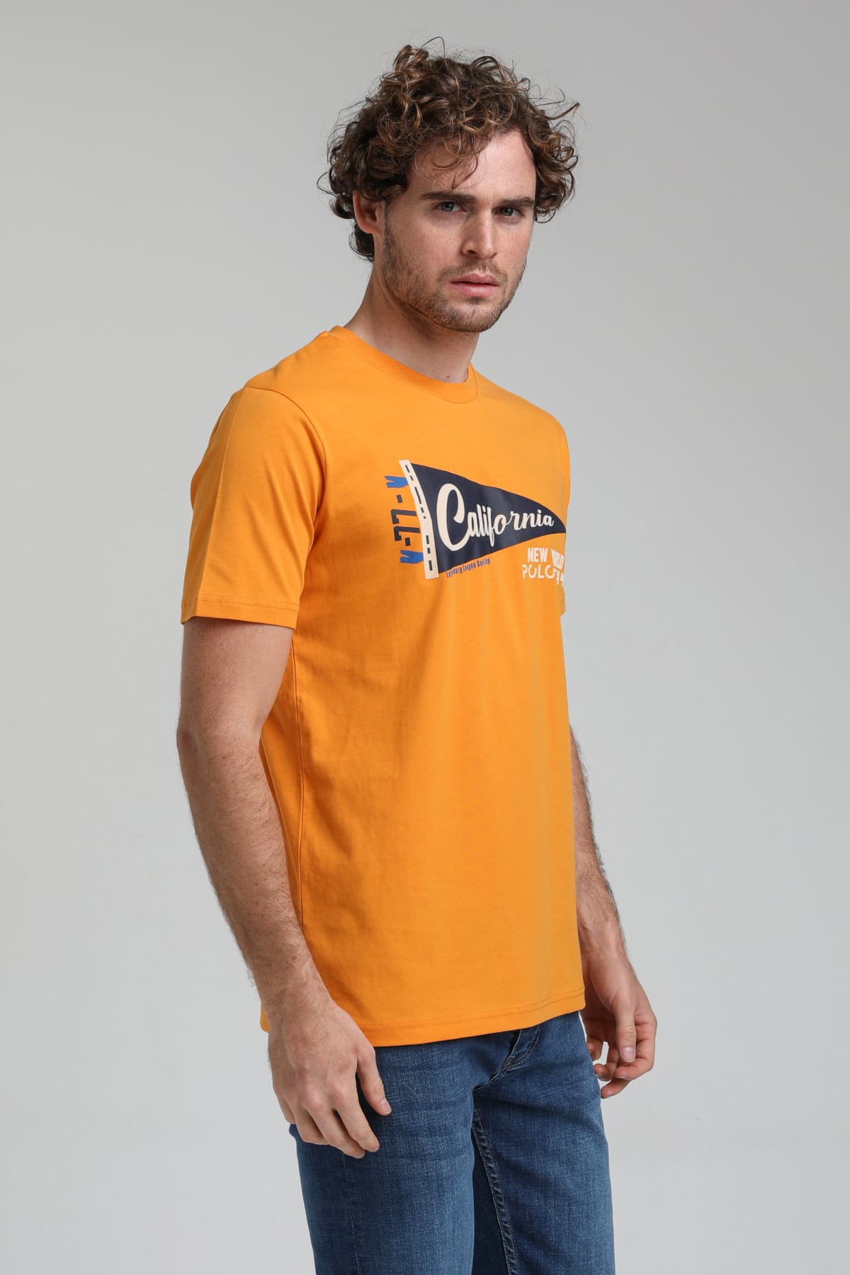 New World Polo Bisiklet Yaka Turuncu Regular Custom Tişört 23SSM20300