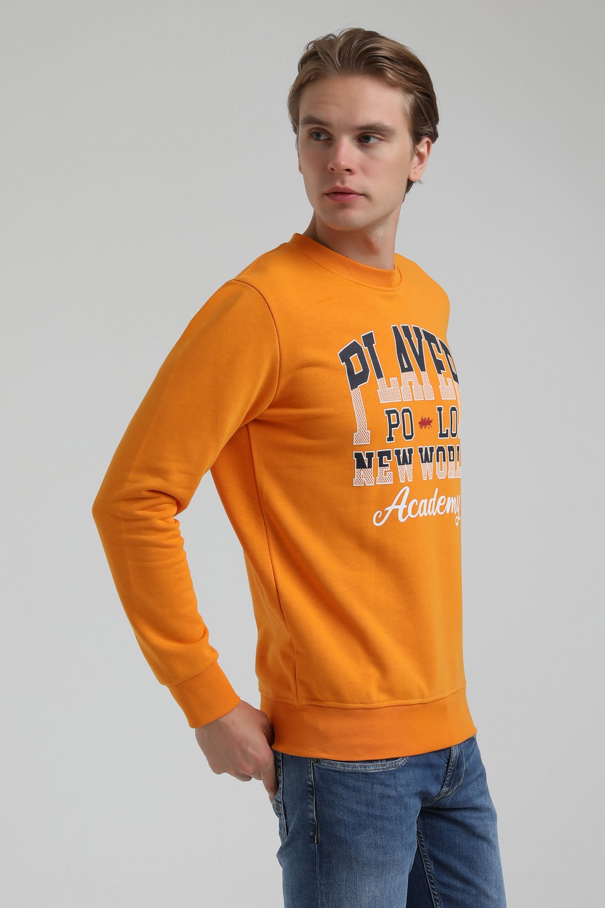 New World Polo Bisiklet Yaka Turuncu Regular Sweatshirt 22FWM60137