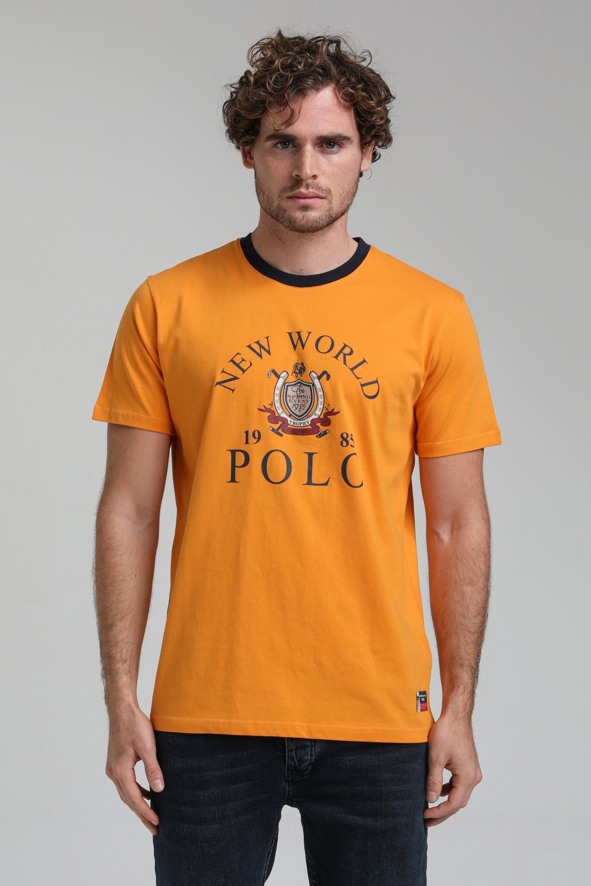 New World Polo Bisiklet Yaka Turuncu Regular Custom Tişört 23SSM20309