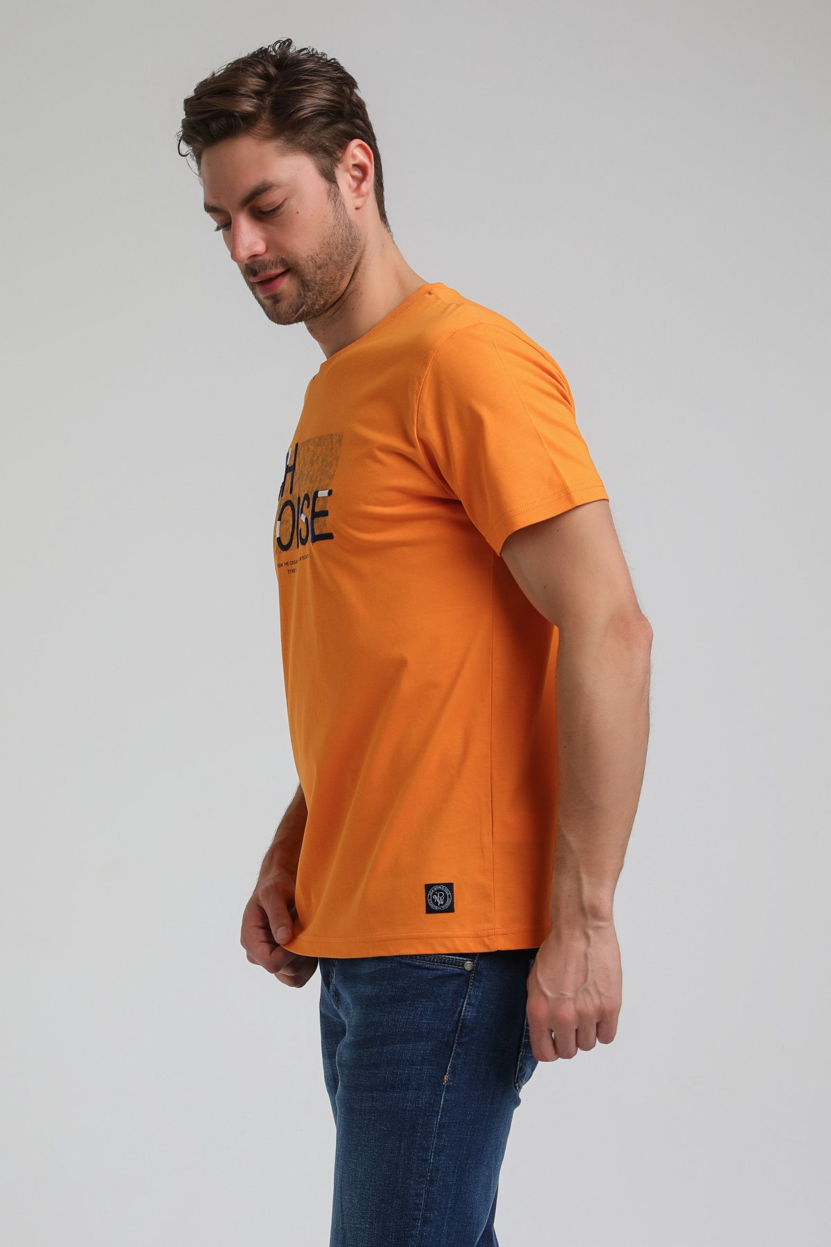 New World Polo Bisiklet Yaka Turuncu Regular Custom Tişört 23SSM20305