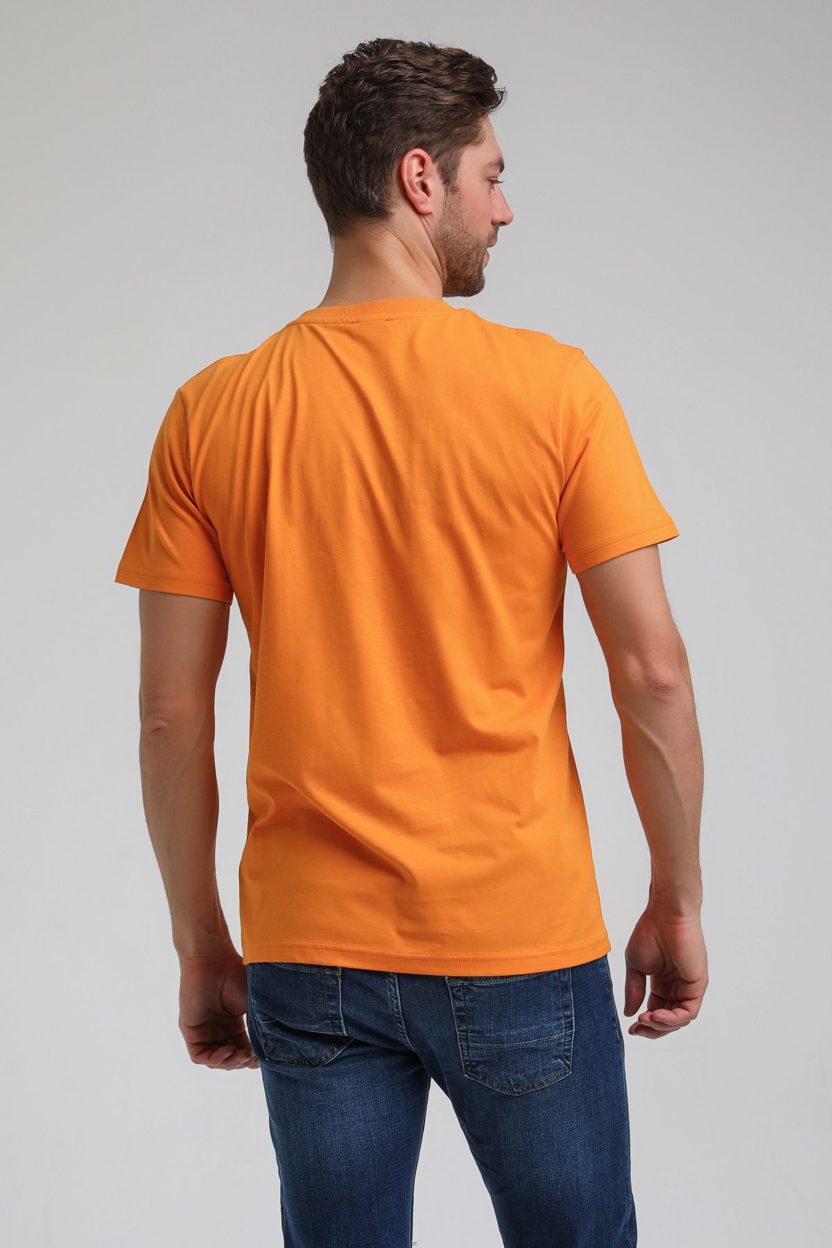 New World Polo Bisiklet Yaka Turuncu Regular Custom Tişört 23SSM20305