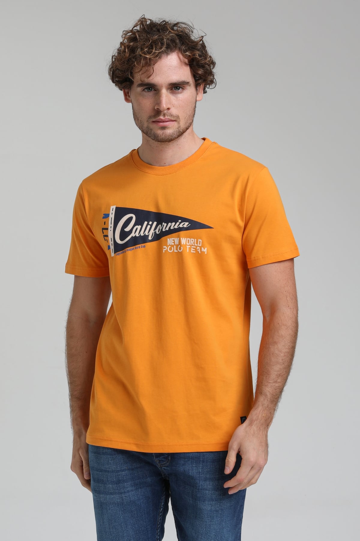 New World Polo Bisiklet Yaka Turuncu Regular Custom Tişört 23SSM20300