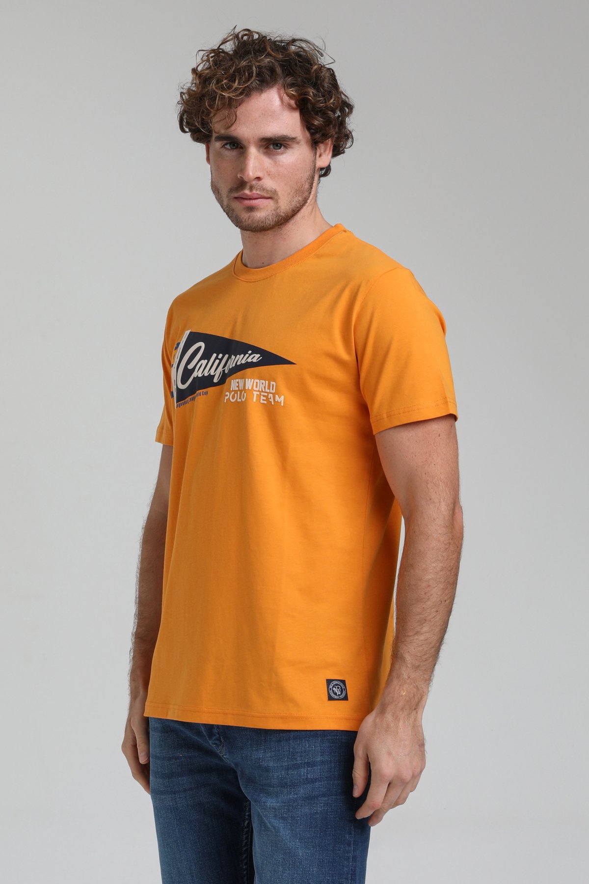 New World Polo Bisiklet Yaka Turuncu Regular Custom Tişört 23SSM20300
