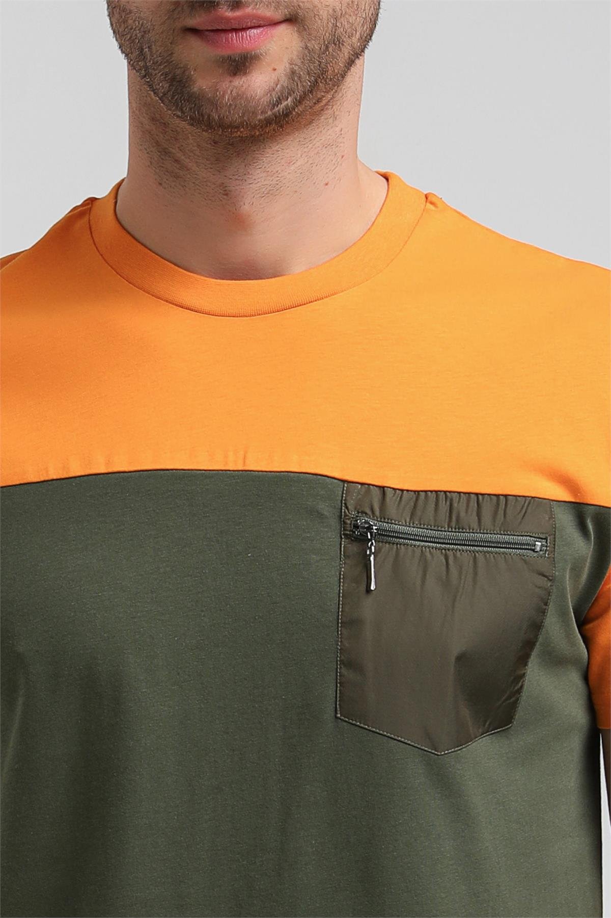 New World Polo Bisiklet Yaka Turuncu Slim Fit Tişört 23SSM20321