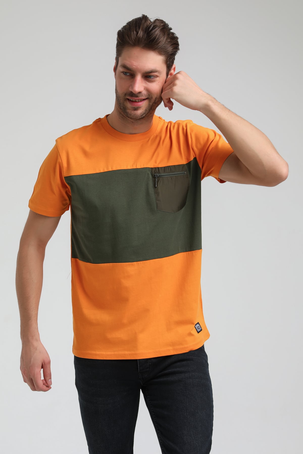 New World Polo Bisiklet Yaka Turuncu Slim Fit Tişört 23SSM20321