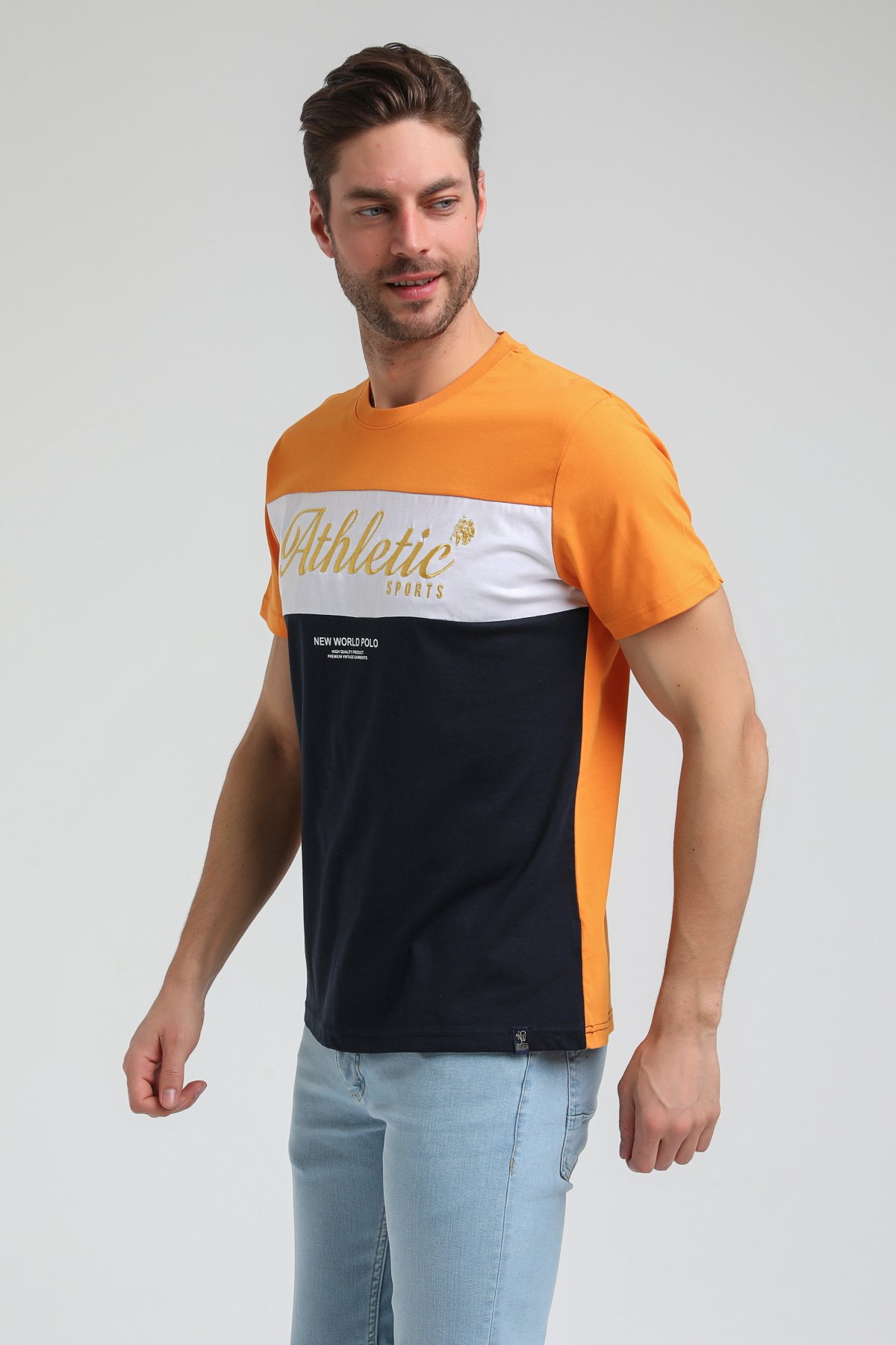 New World Polo Bisiklet Yaka Turuncu Slim Fit Tişört 23SSM20315
