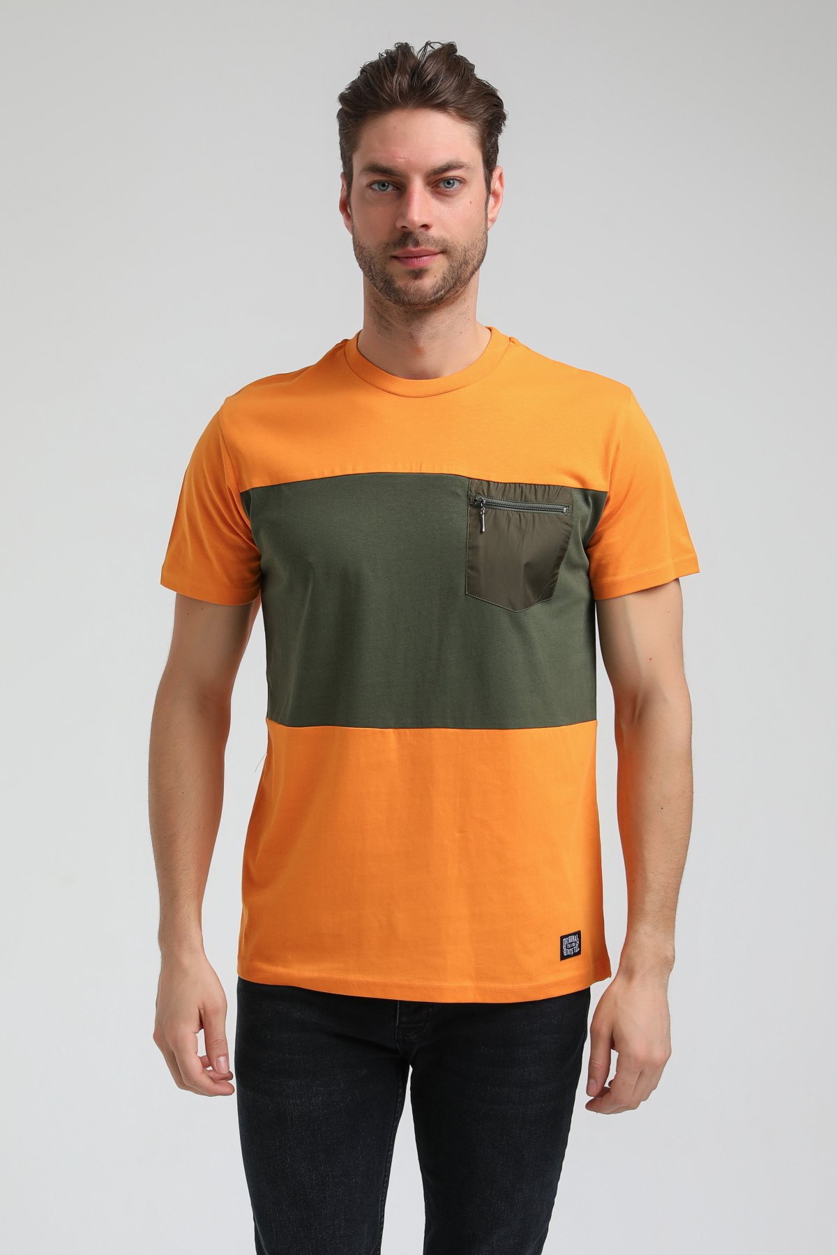 New World Polo Bisiklet Yaka Turuncu Slim Fit Tişört 23SSM20321