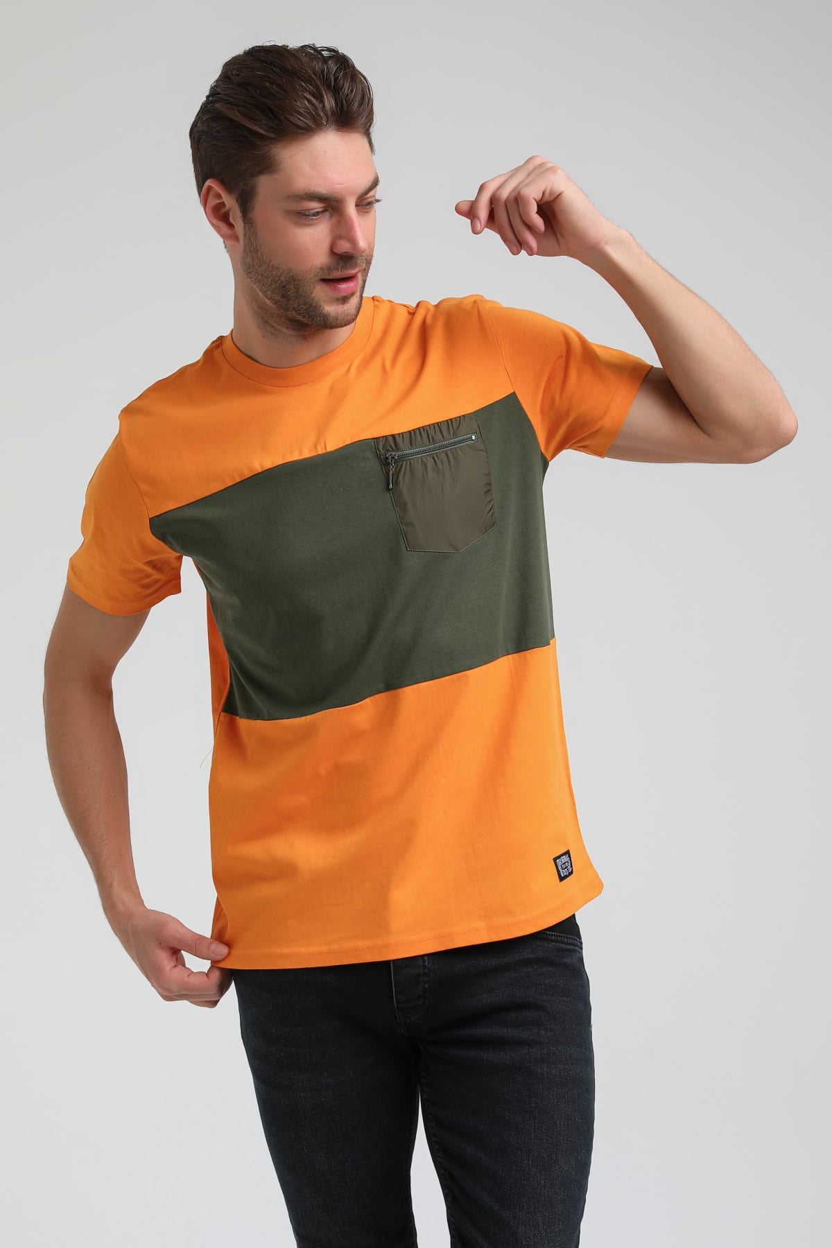 New World Polo Bisiklet Yaka Turuncu Slim Fit Tişört 23SSM20321
