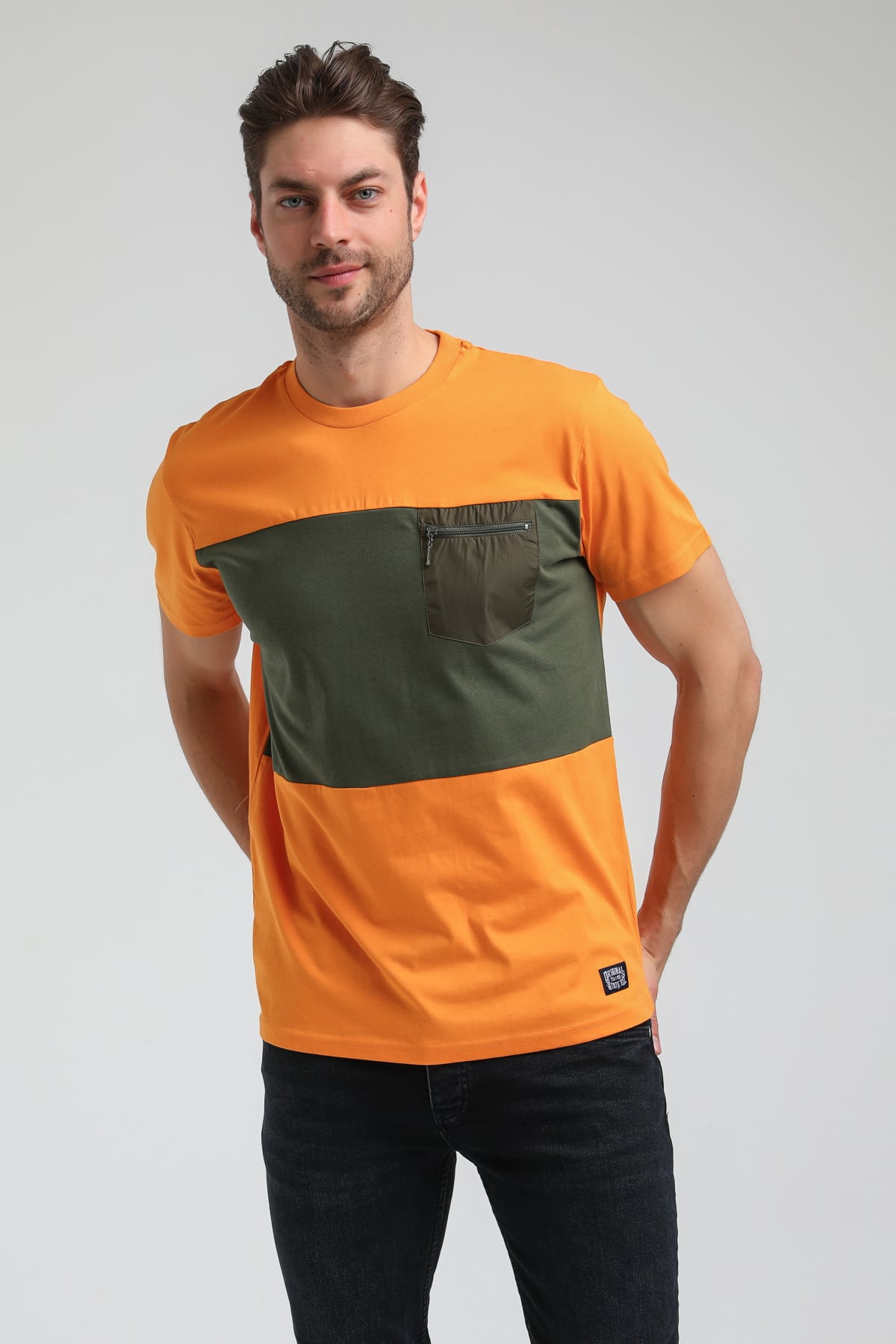 New World Polo Bisiklet Yaka Turuncu Slim Fit Tişört 23SSM20321