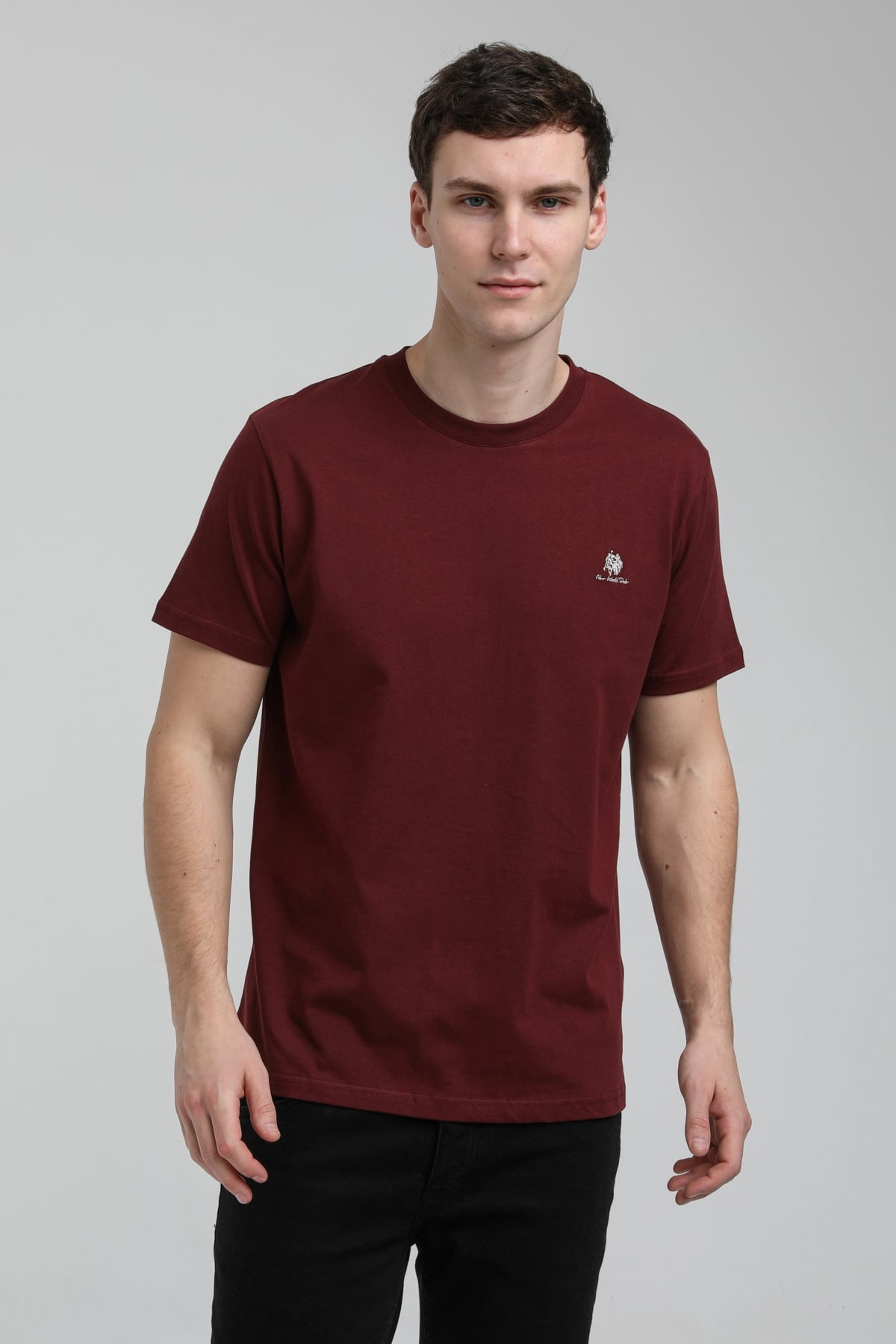 New World Polo Bisiklet Yaka Vişne Regular Custom Tişört 23SSM20311