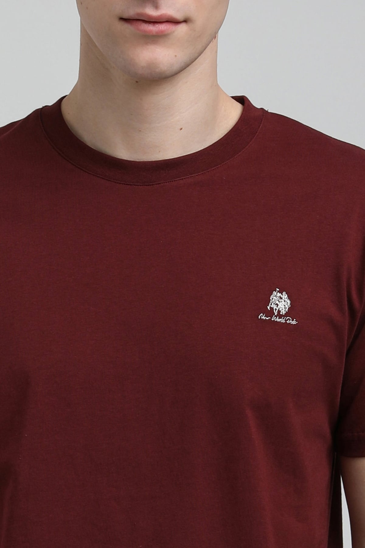 New World Polo Bisiklet Yaka Vişne Regular Custom Tişört 23SSM20311