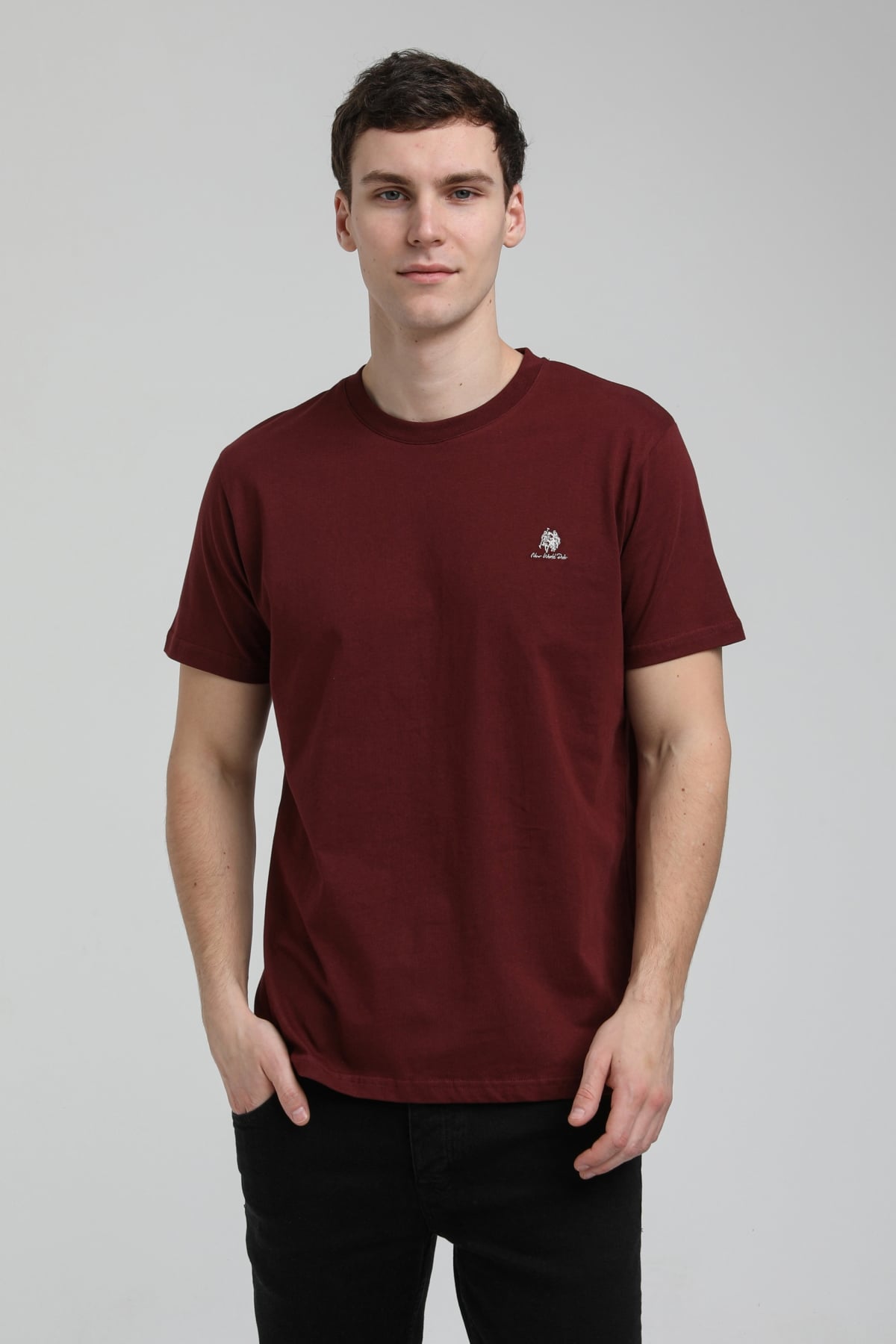 New World Polo Bisiklet Yaka Vişne Regular Custom Tişört 23SSM20311