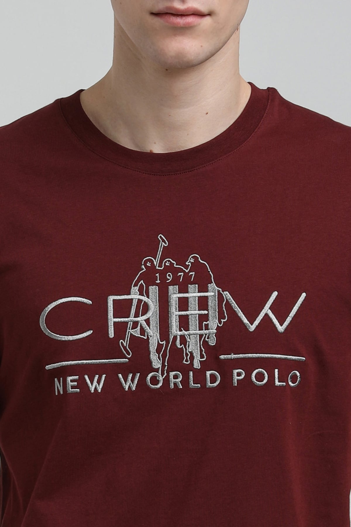 New World Polo Bisiklet Yaka Vişne Regular Custom Tişört 23SSM20290