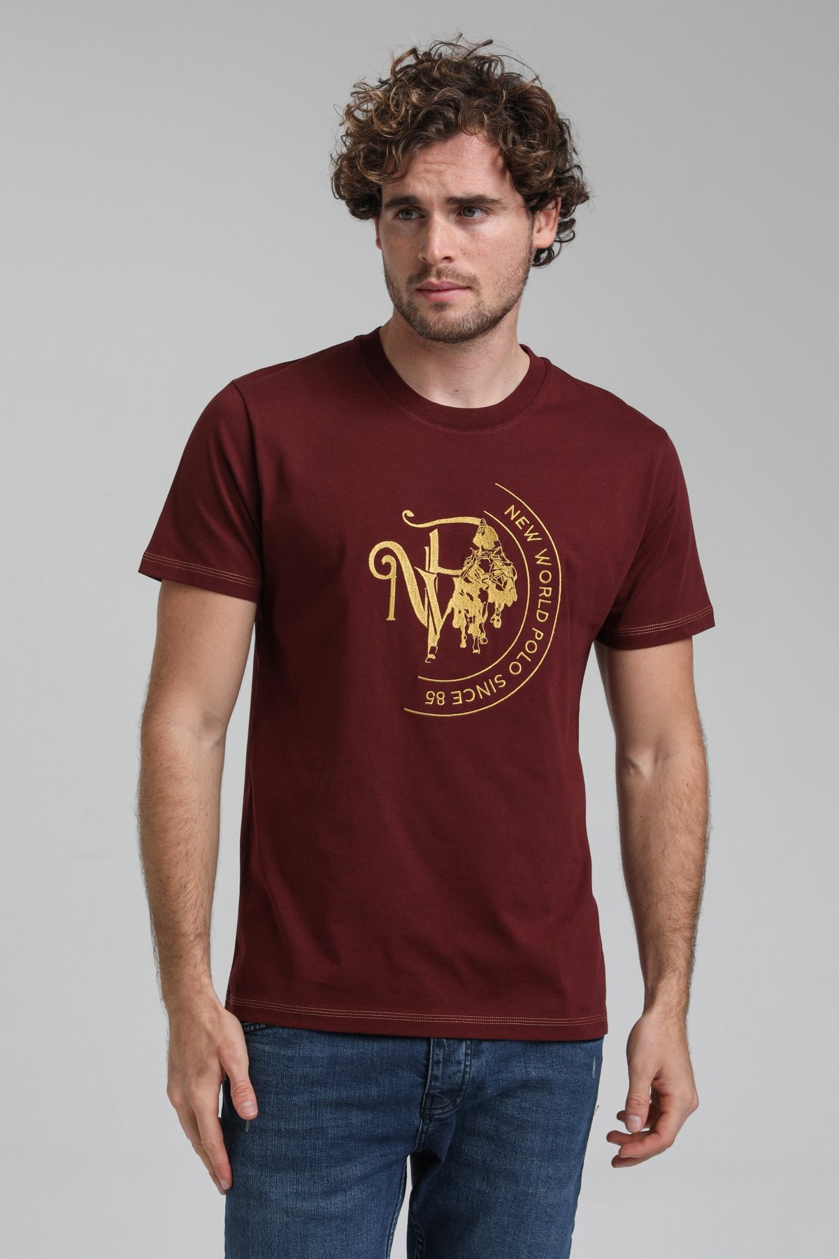 New World Polo Bisiklet Yaka Vişne Slim Fit Tişört 23SSM20293