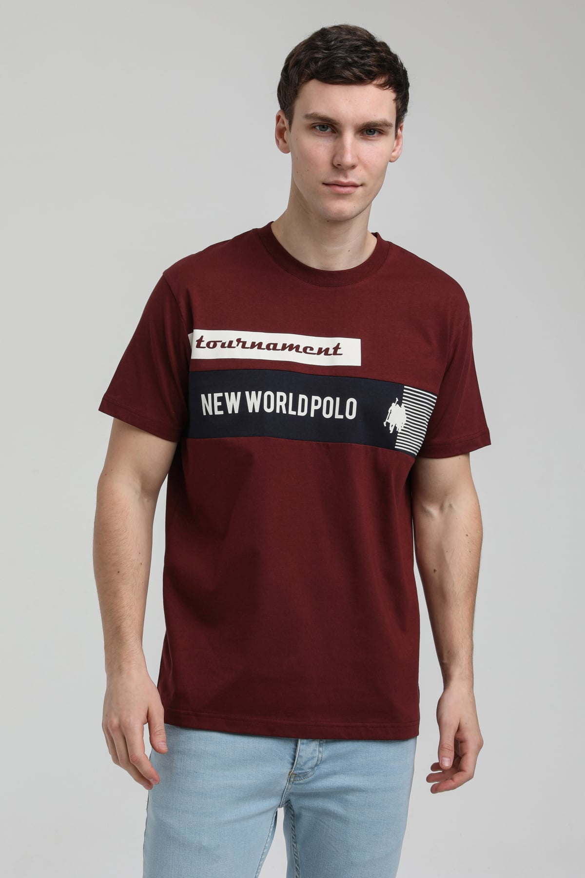 New World Polo Bisiklet Yaka Vişne Slim Fit Tişört 23SSM20325