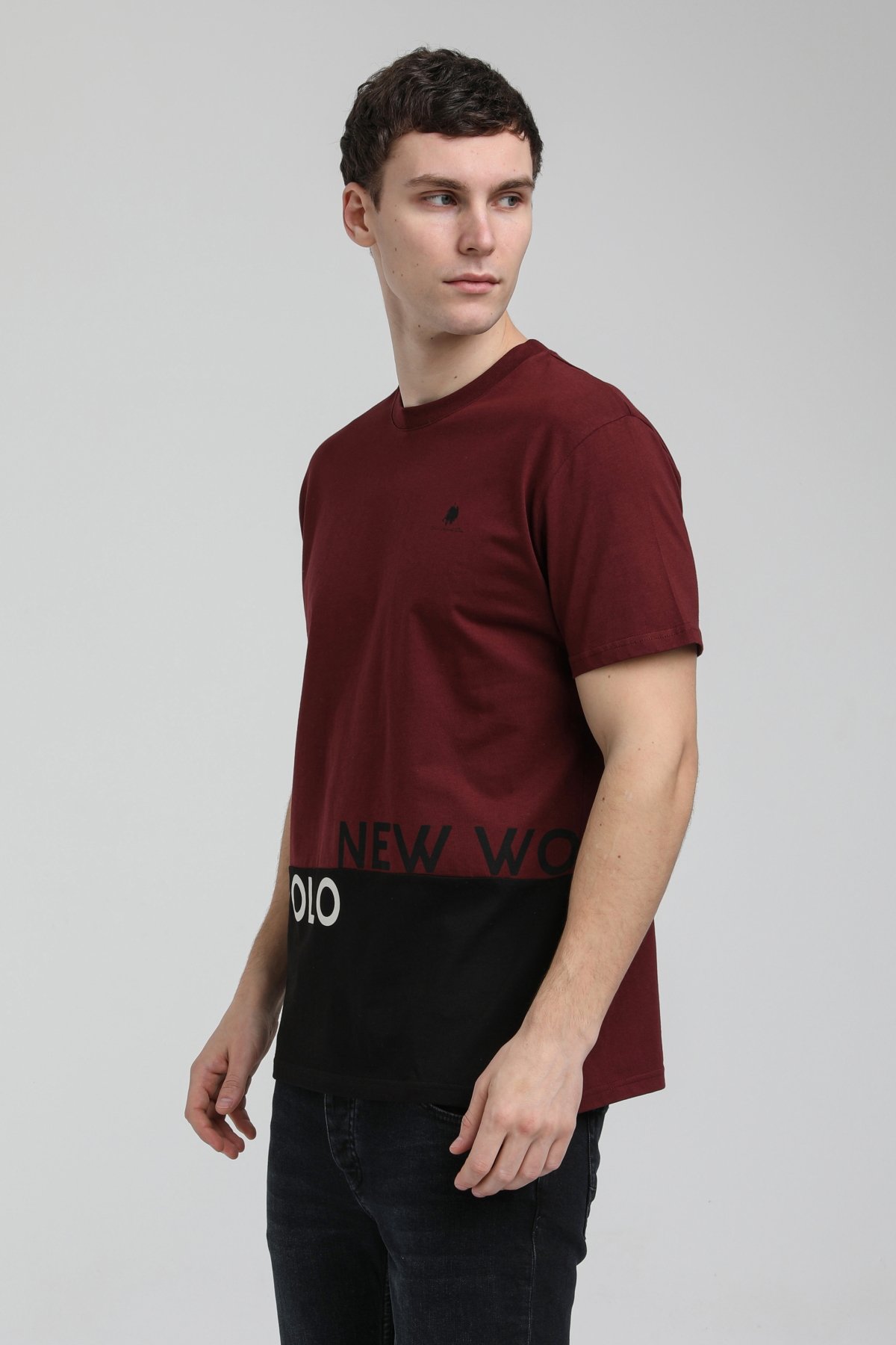 New World Polo Bisiklet Yaka Vişne Slim Fit Tişört 23SSM20310